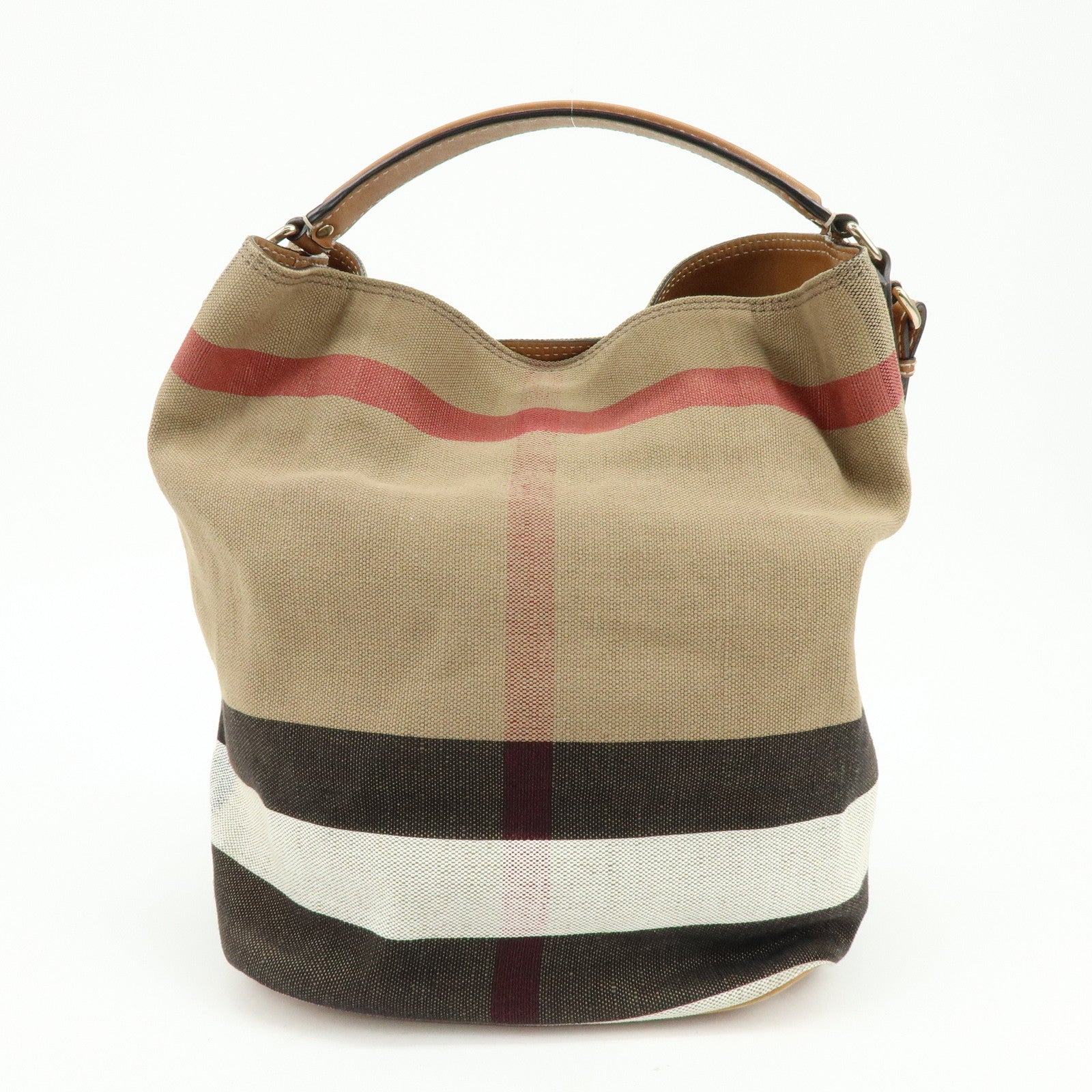 Burberry Canvas Leather 2Way Shoulder Hand Bag Plaid Beige Camel