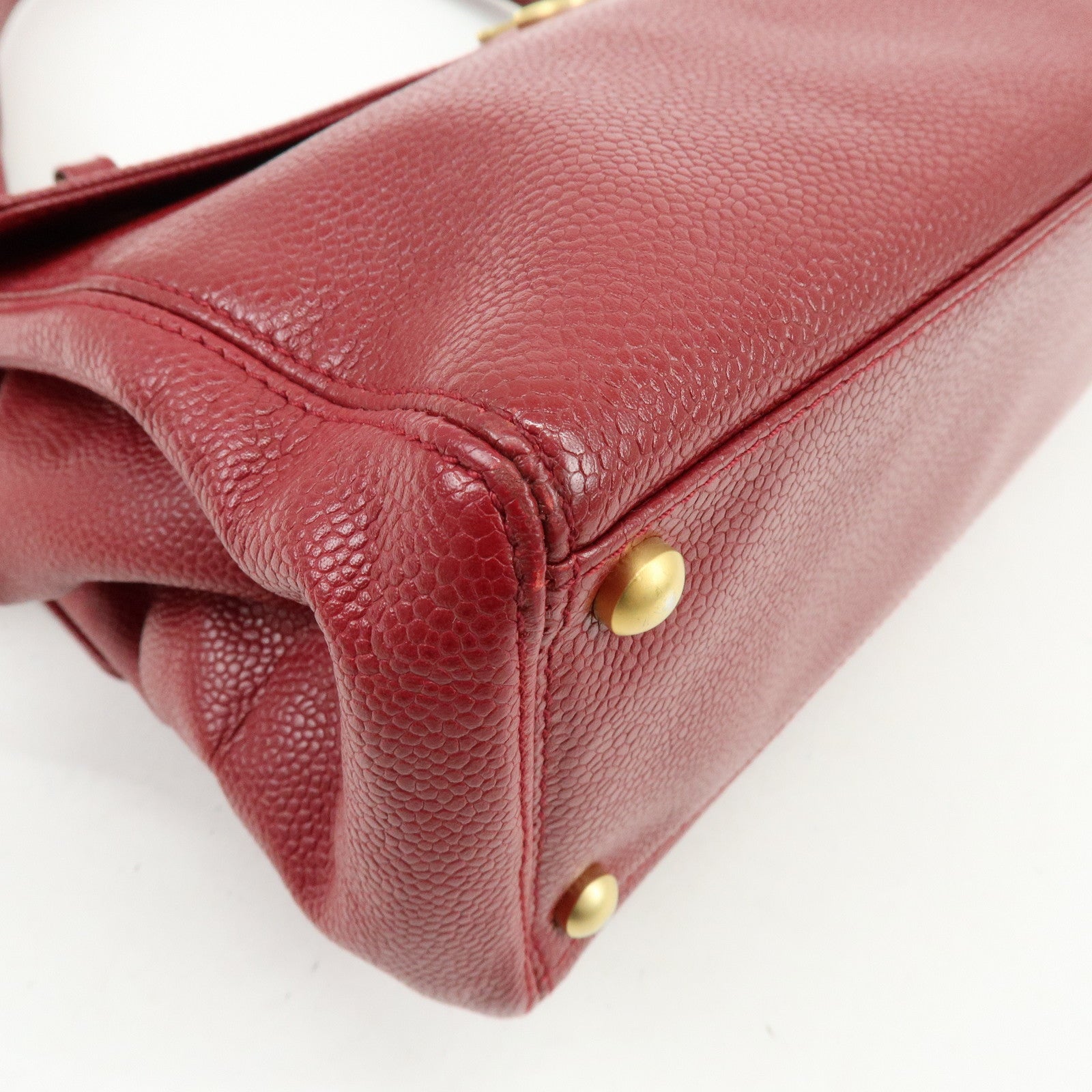 CHANEL Caviarskin Shoulder Bag Hand Bag Red