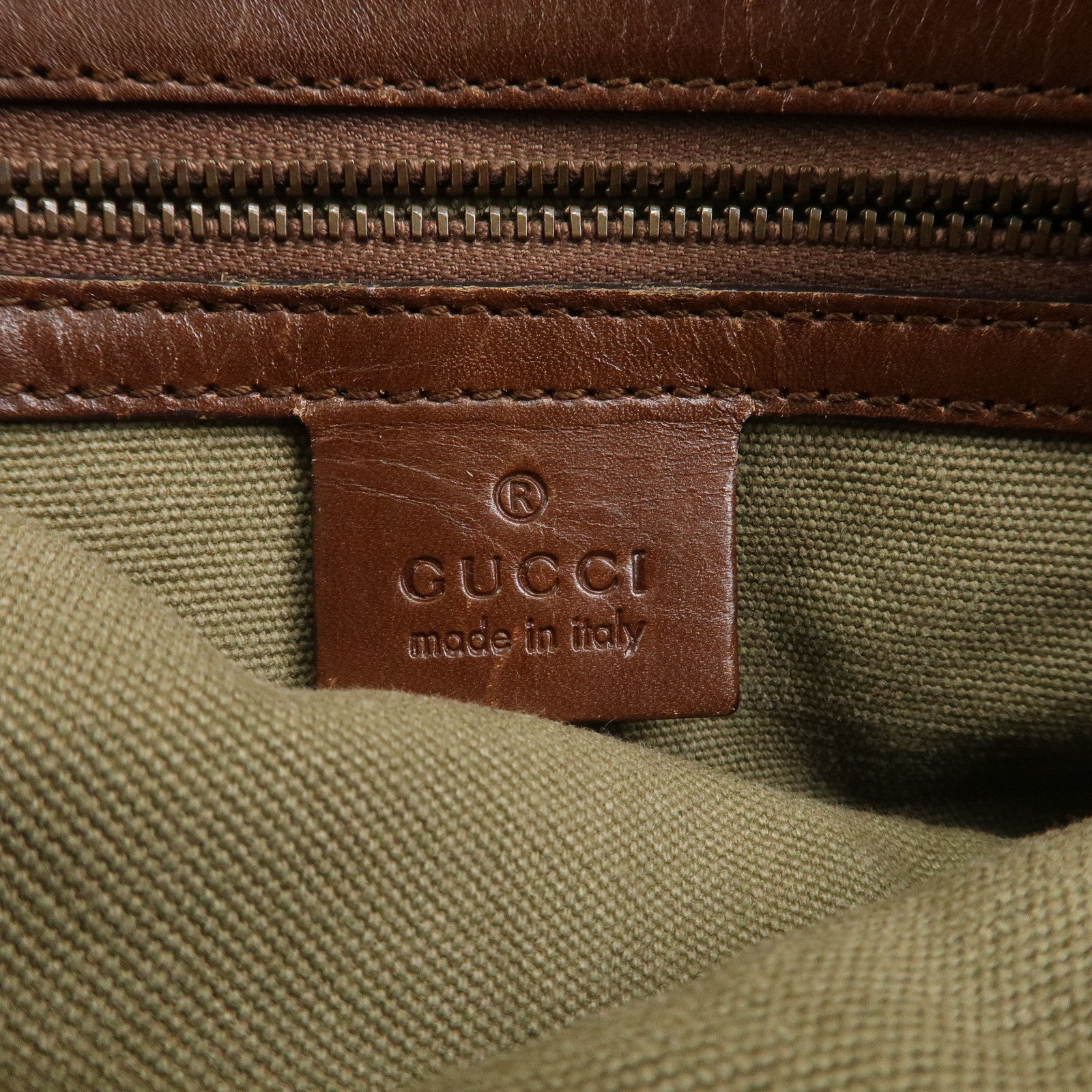 GUCCI Bamboo Canvas Leather Shoulder Bag Hand Bag Brown 109128