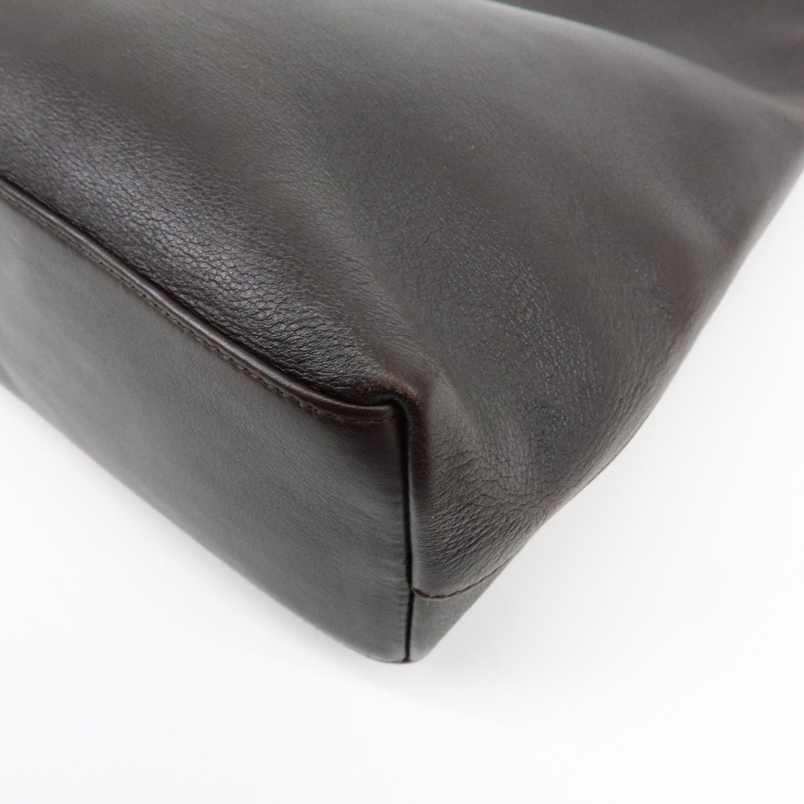 GUCCI Bamboo Leather Shoulder Bag Hand Bag Dark Brown 001・3244