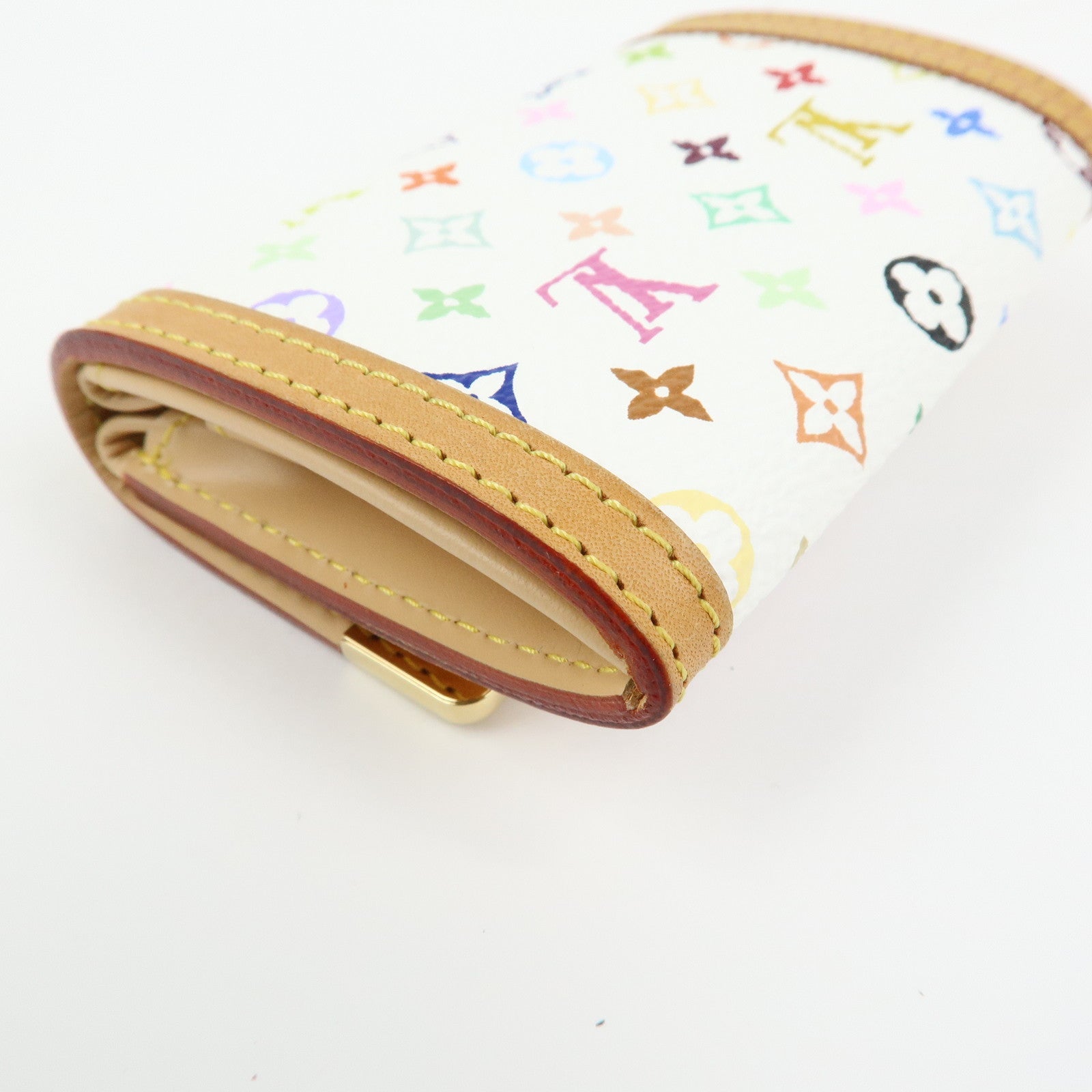 Louis Vuitton Monogram Porte Monnaie Plat Coin Case Blanc M92657