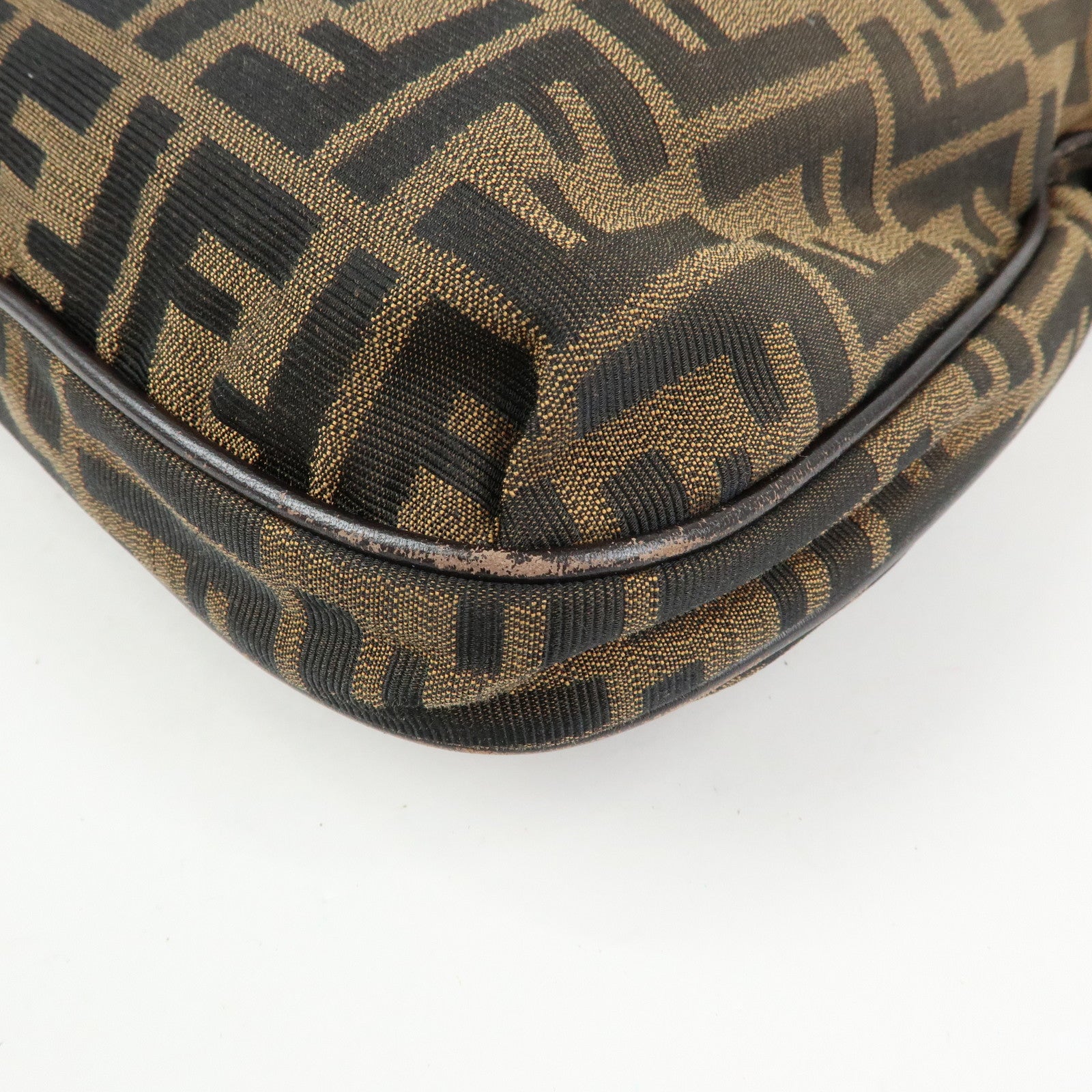 FENDI Zucca Canvas Leather Shoulder Bag Black Brown 8BT191‑JWU