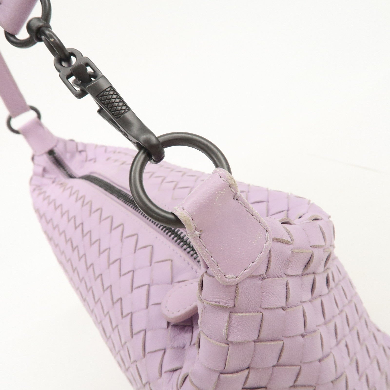 BOTTEGA VENETA Intrecciato Leather Shoulder Bag Hand Bag Purple Used