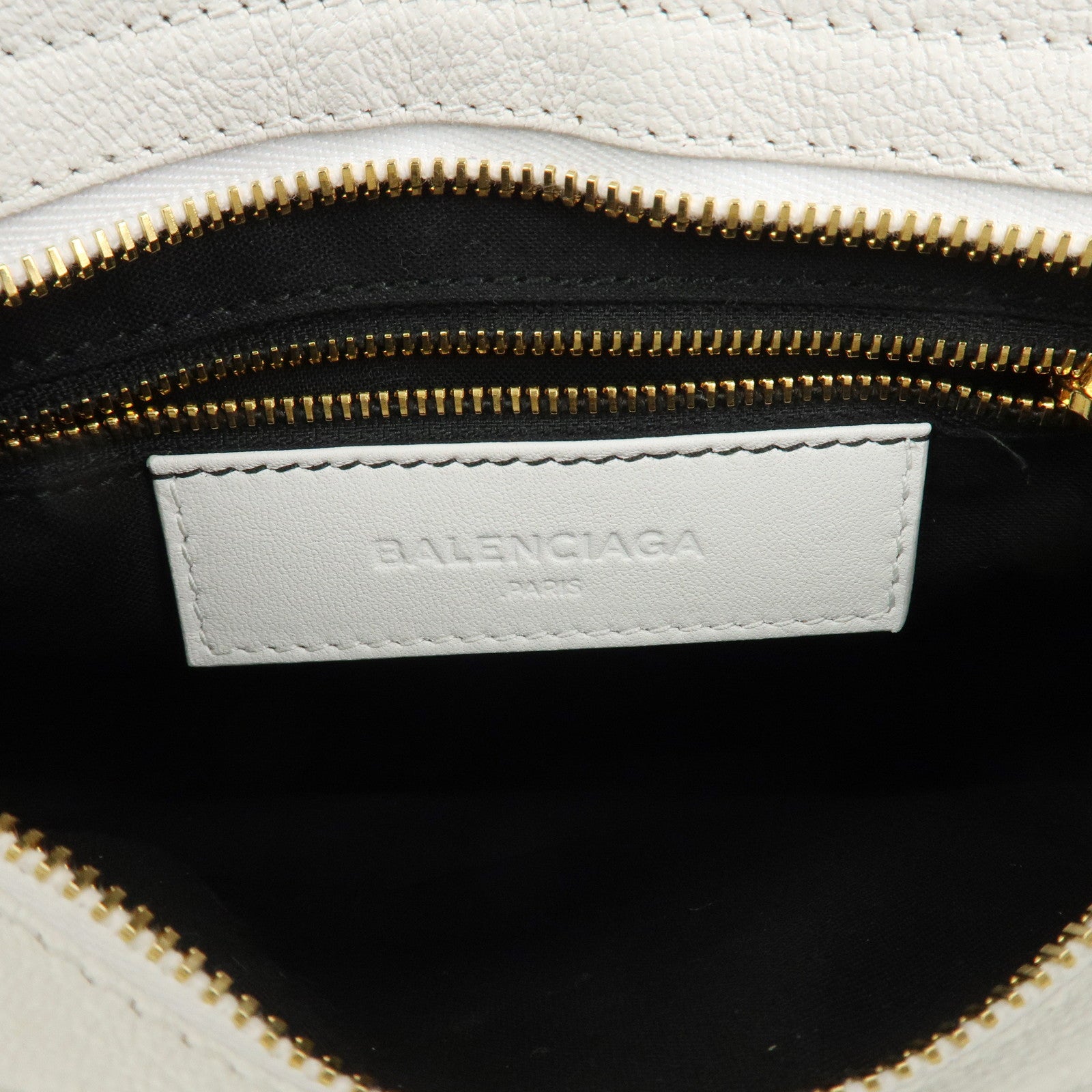 BALENCIAGA Leather Classic Mini City 2Way Bag Hand Bag White 390160