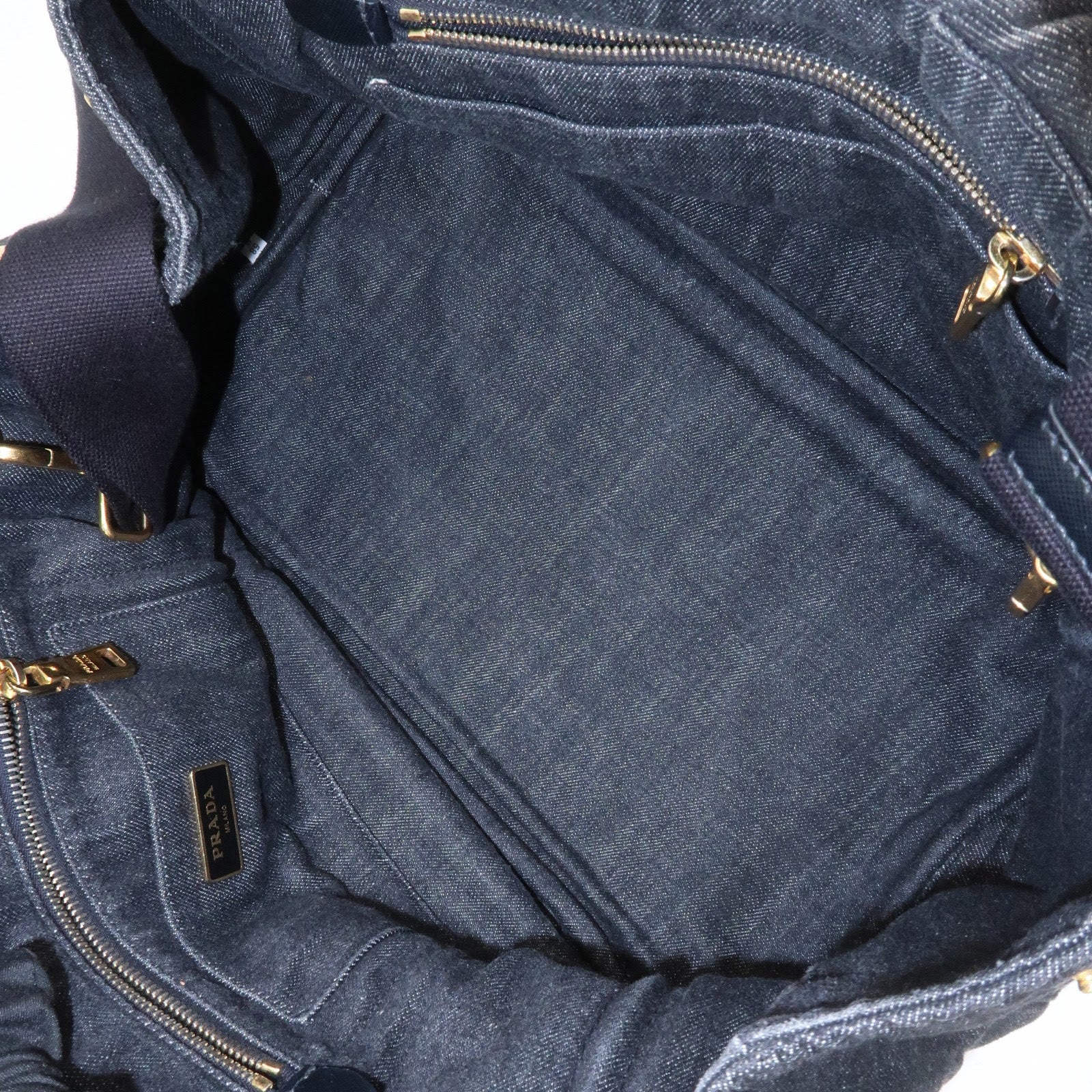 PRADA Canapa Denim 2Way Bag Hand Bag Shoulder Bag Black 1BG642