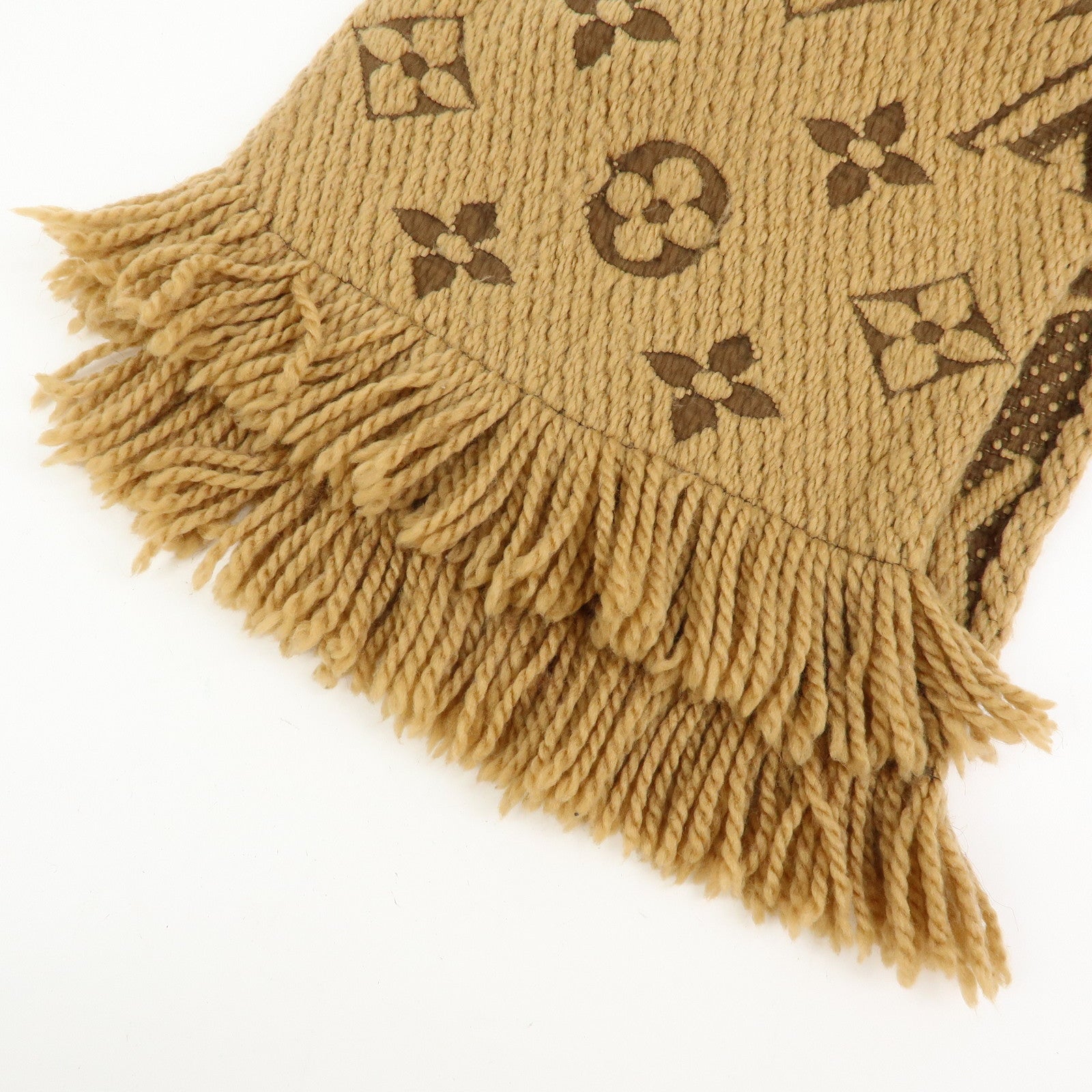Louis Vuitton Monogram Echarpe Logomania Wool Scarf Camel 413287
