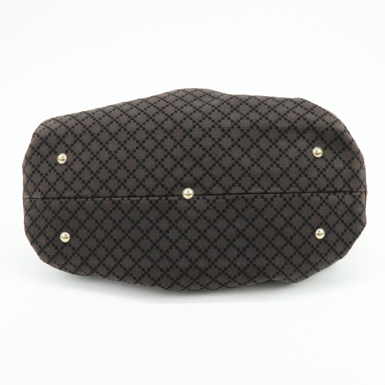 GUCCI Diamante Canvas Leather Shoulder Boston Bag Brown 269930