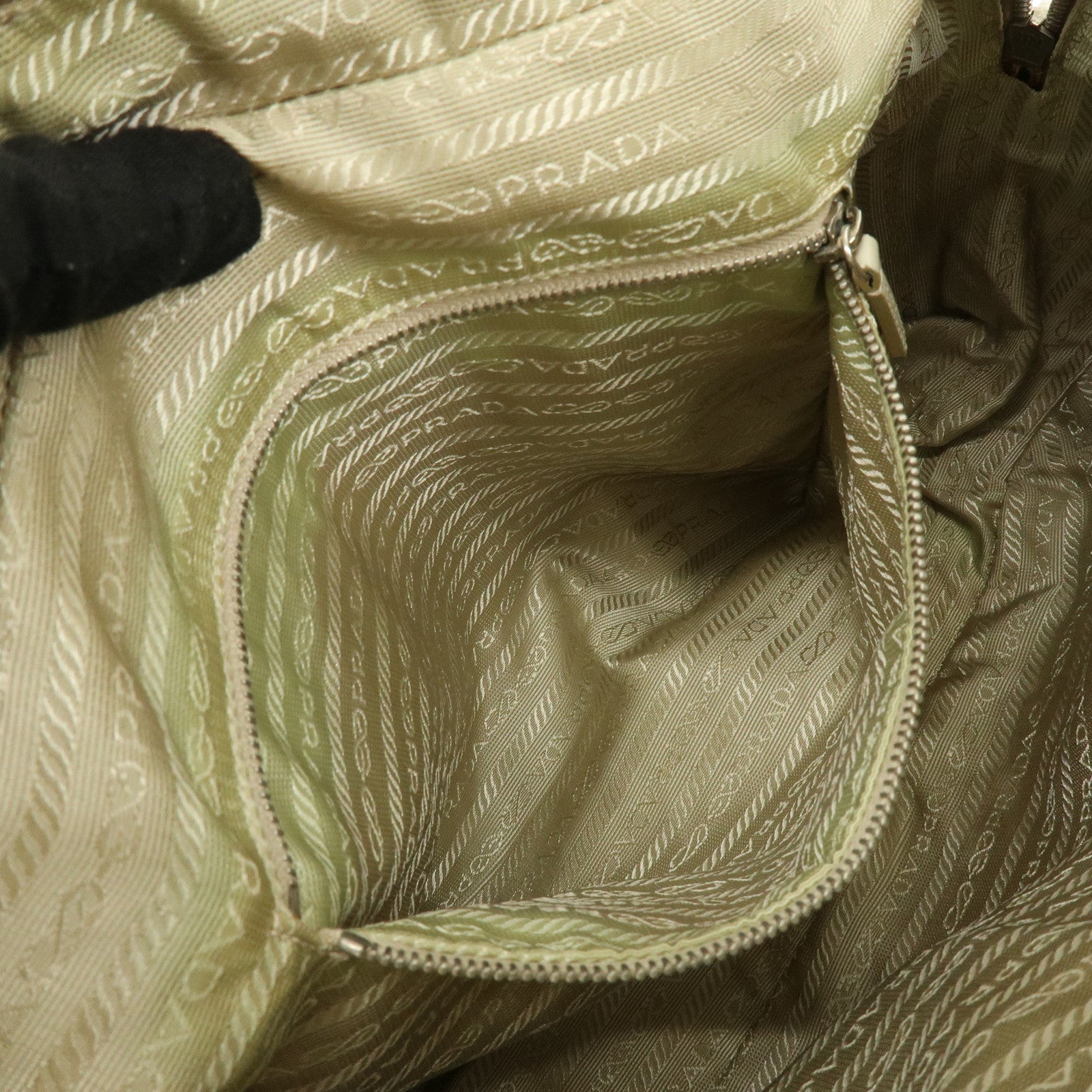 PRADA Triangle Logo Canvas Leather Bowling Bag Natural Purple