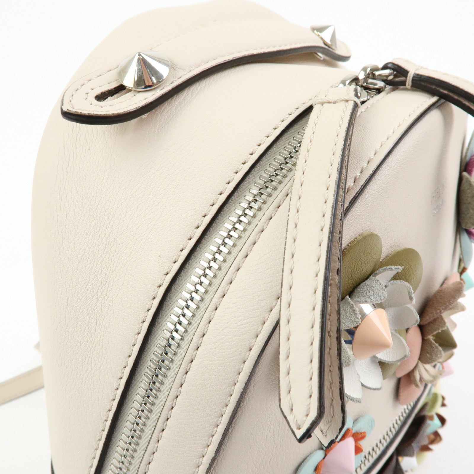FENDI By The Way Calf Leather Flower Motif Backpack Studs 8BZ038