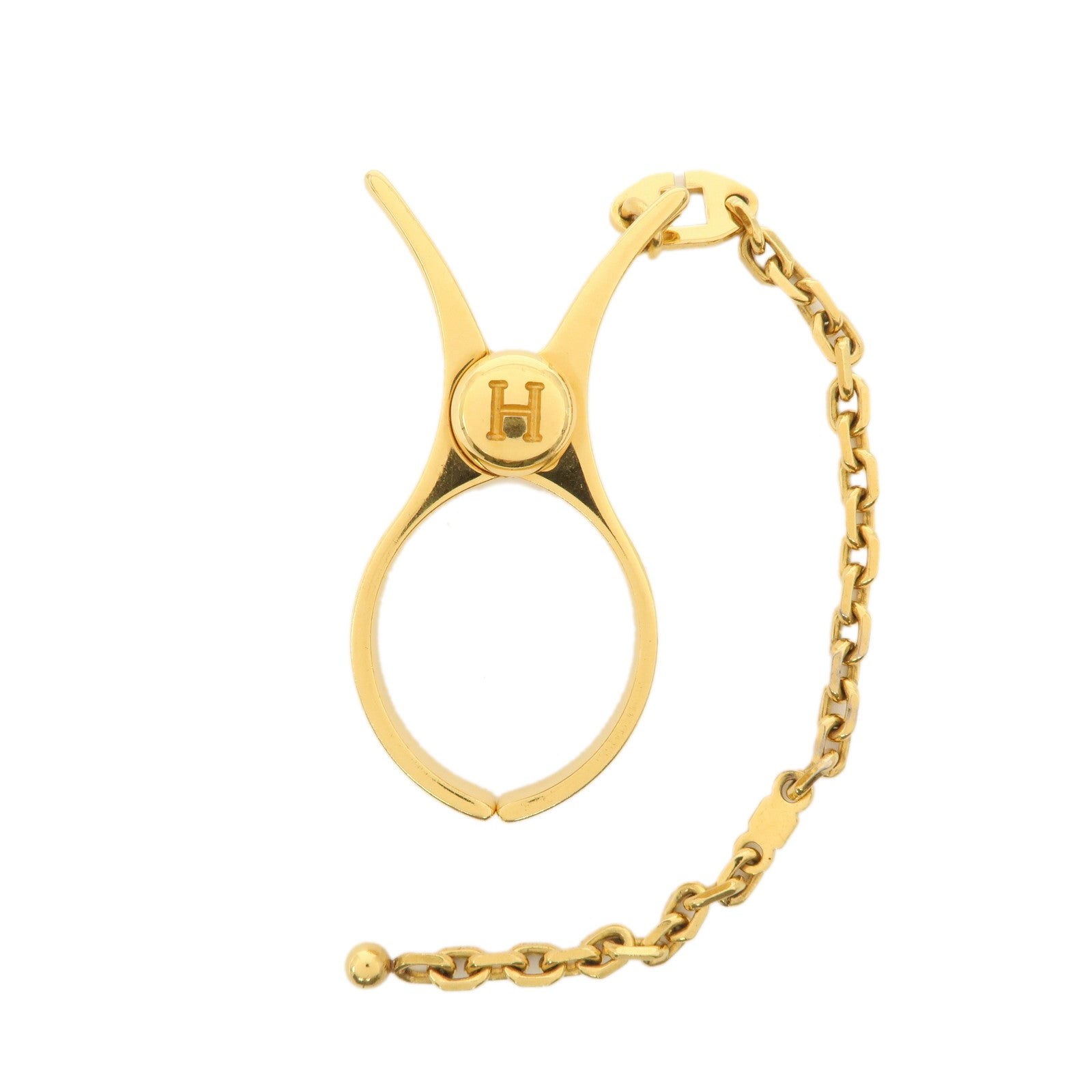 HERMES Metal H Logo Filou Glove Clip Glove Holder Gold