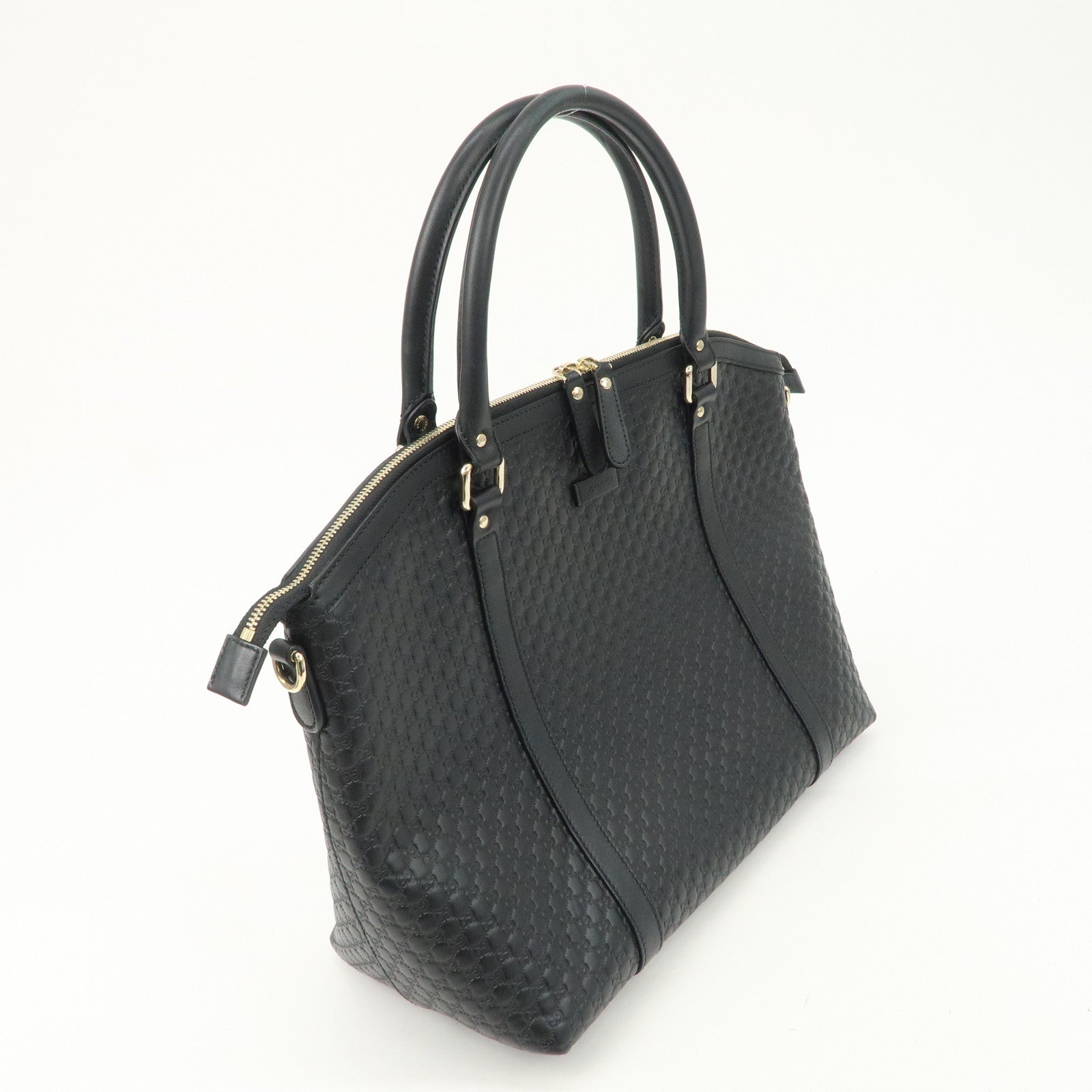 GUCCI Micro Guccissima Leather 2Way Bag Shoulder Bag Black 449658 Used