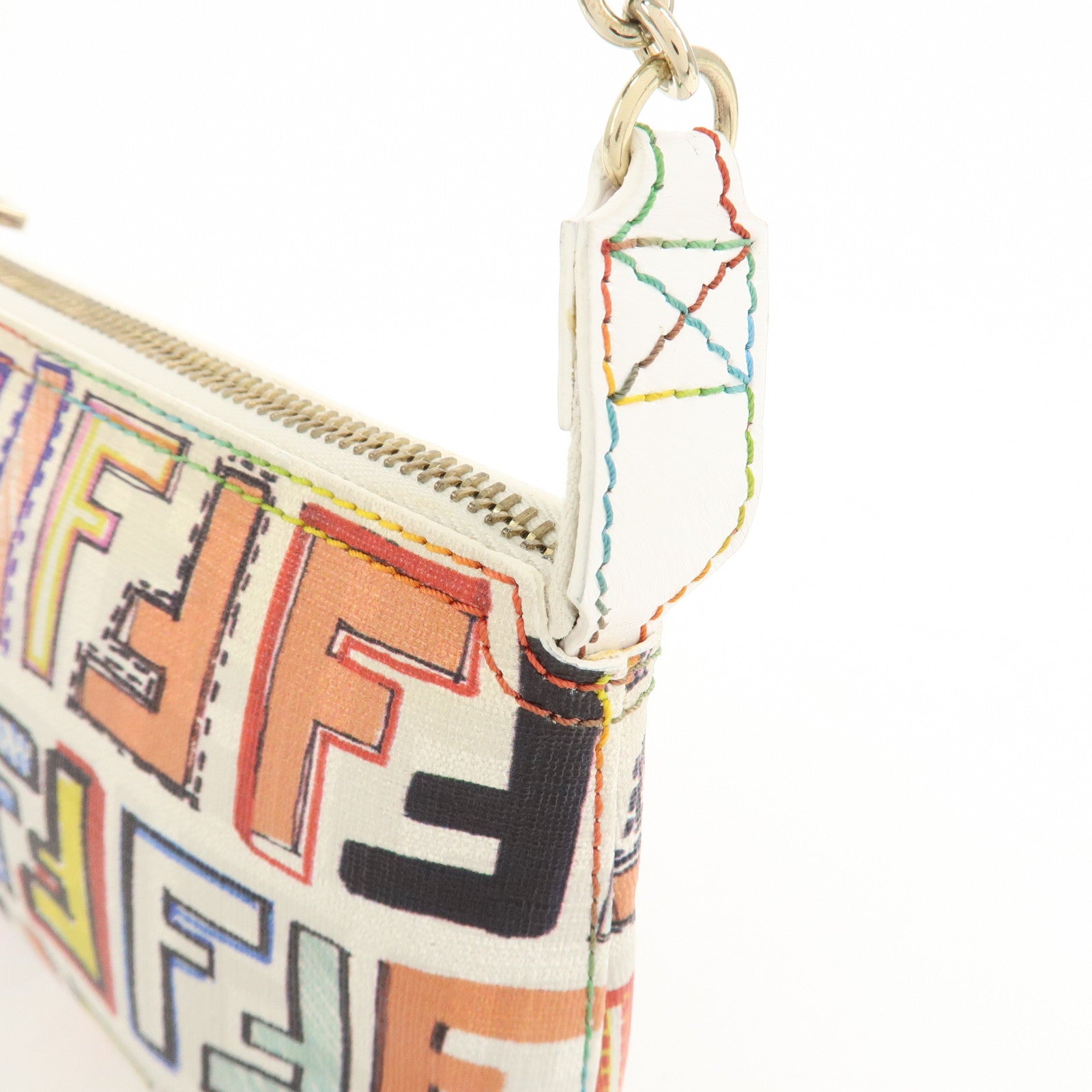 FENDI Zucca Print PVC Chain Accessory Pouch Multicolor 8BR592