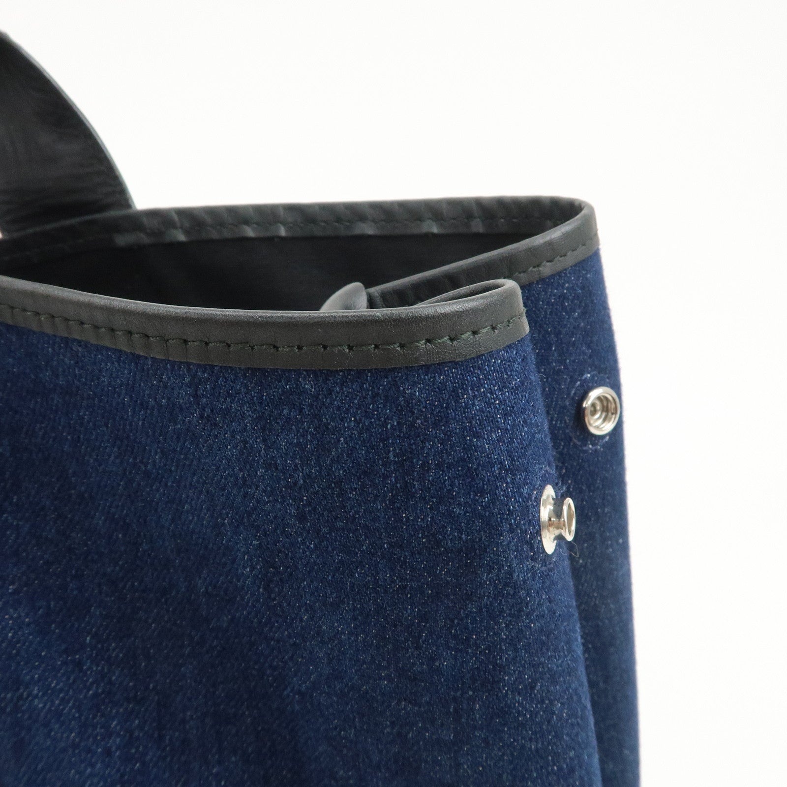 BALENCIAGA Denim Leather Navy Cabas M Tote Bag Hand Bag 339936