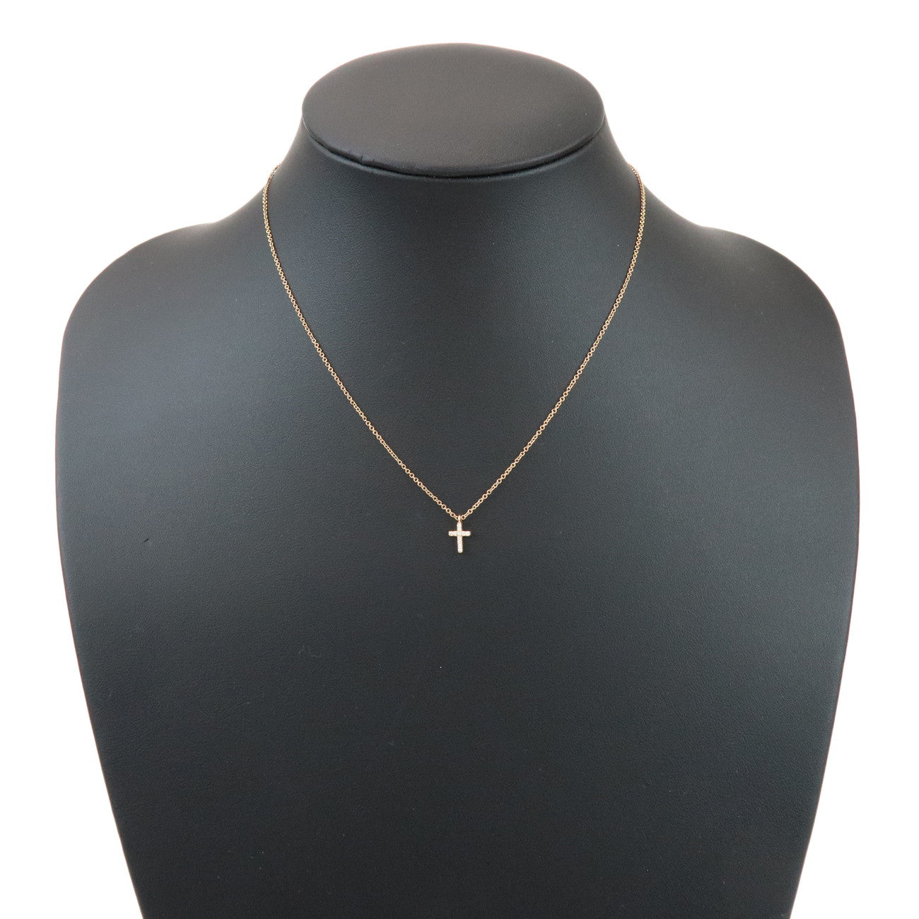 Tiffany & Co Metro Cross Mini 11P Daimond Necklace 750PG Rose Gold