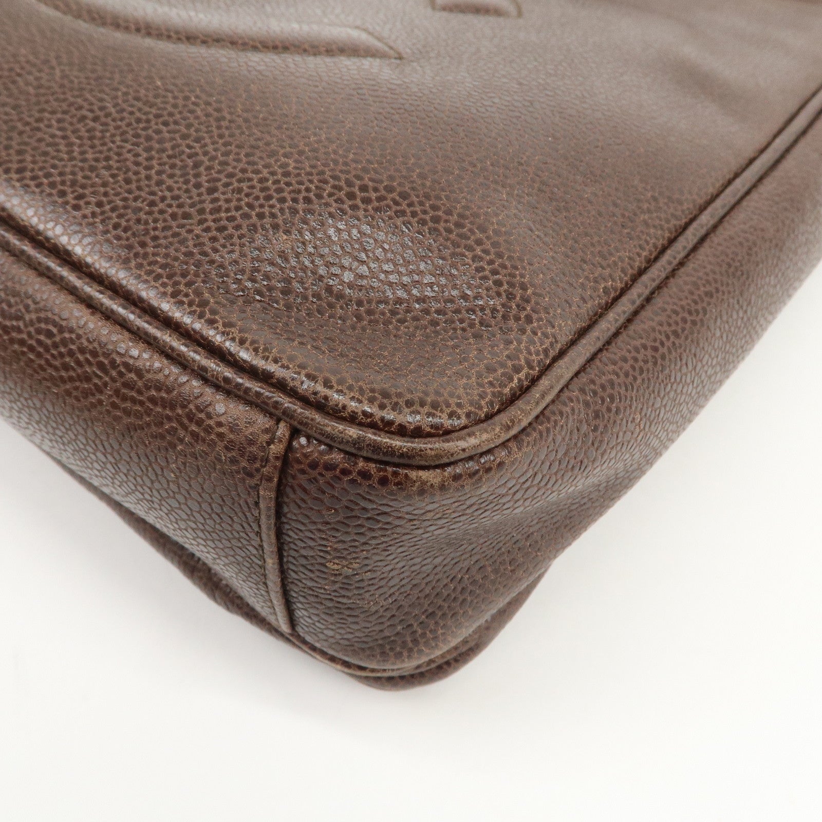 CHANEL COCO Mark Caviarskin Shoulder Bag Brown Gold