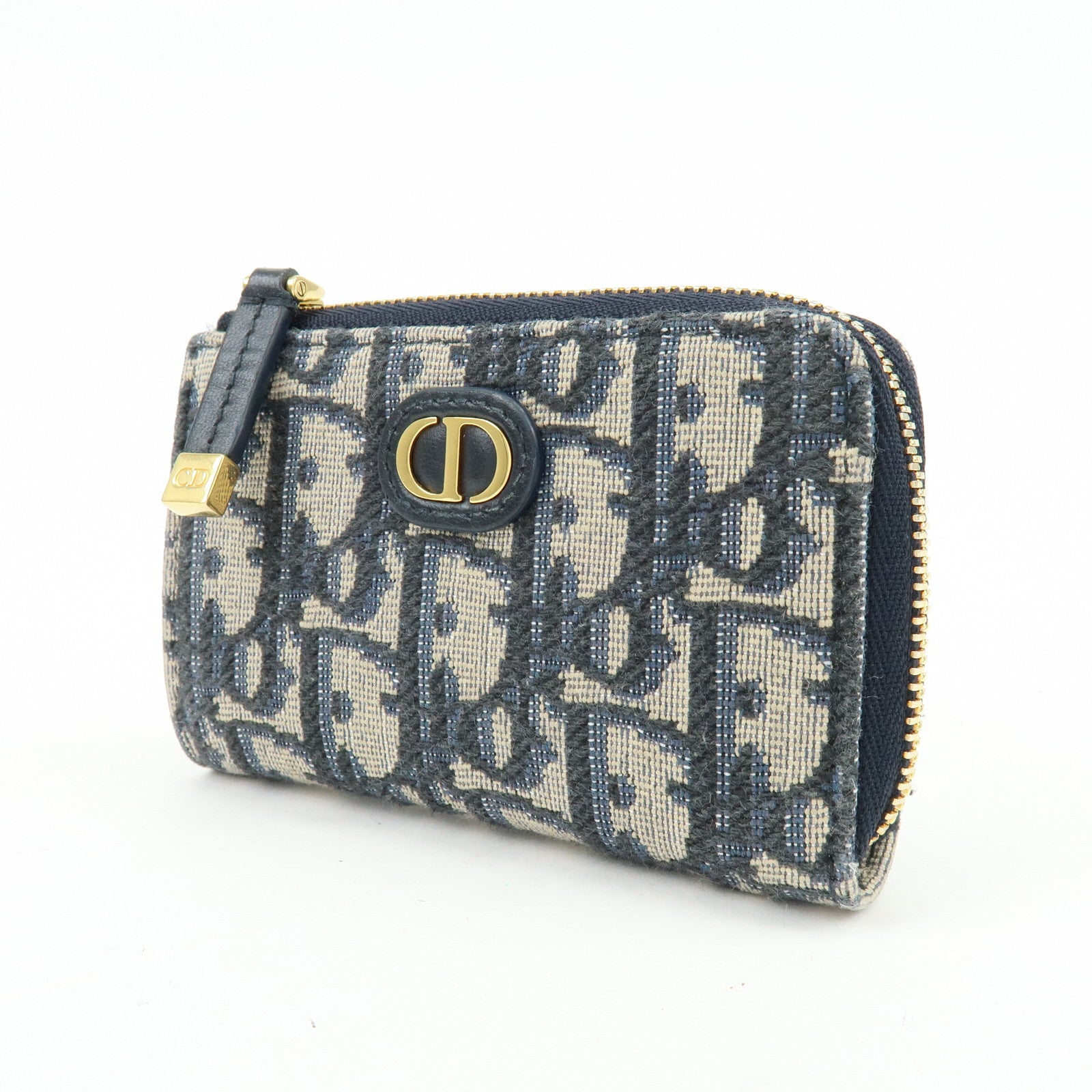 Christian Dior Oblique 30 Montaigne Jacquard Canvas Coin Case Navy