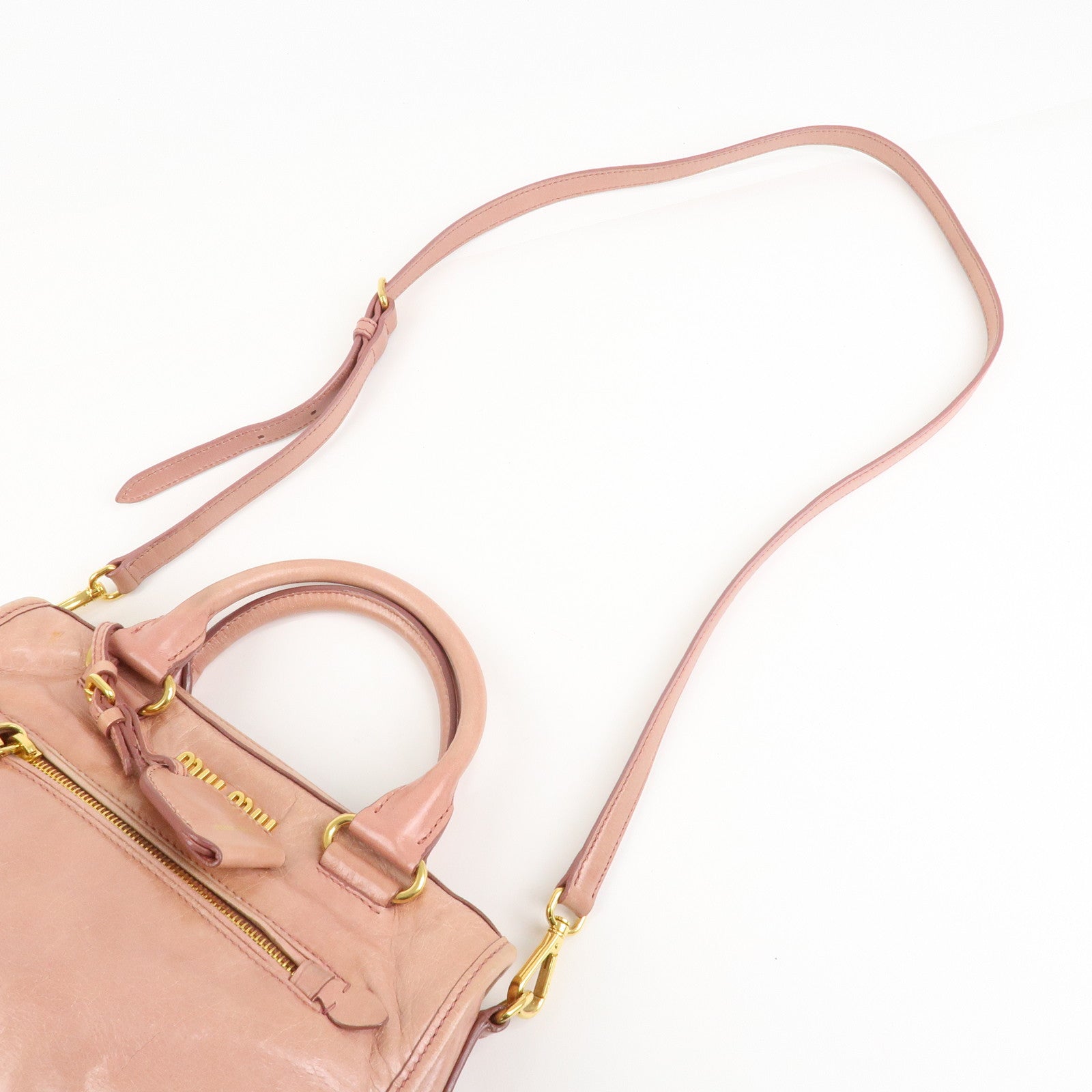 MIU MIU Leather 2Way Bag Shoulder Bag Hand Bag Pink Used