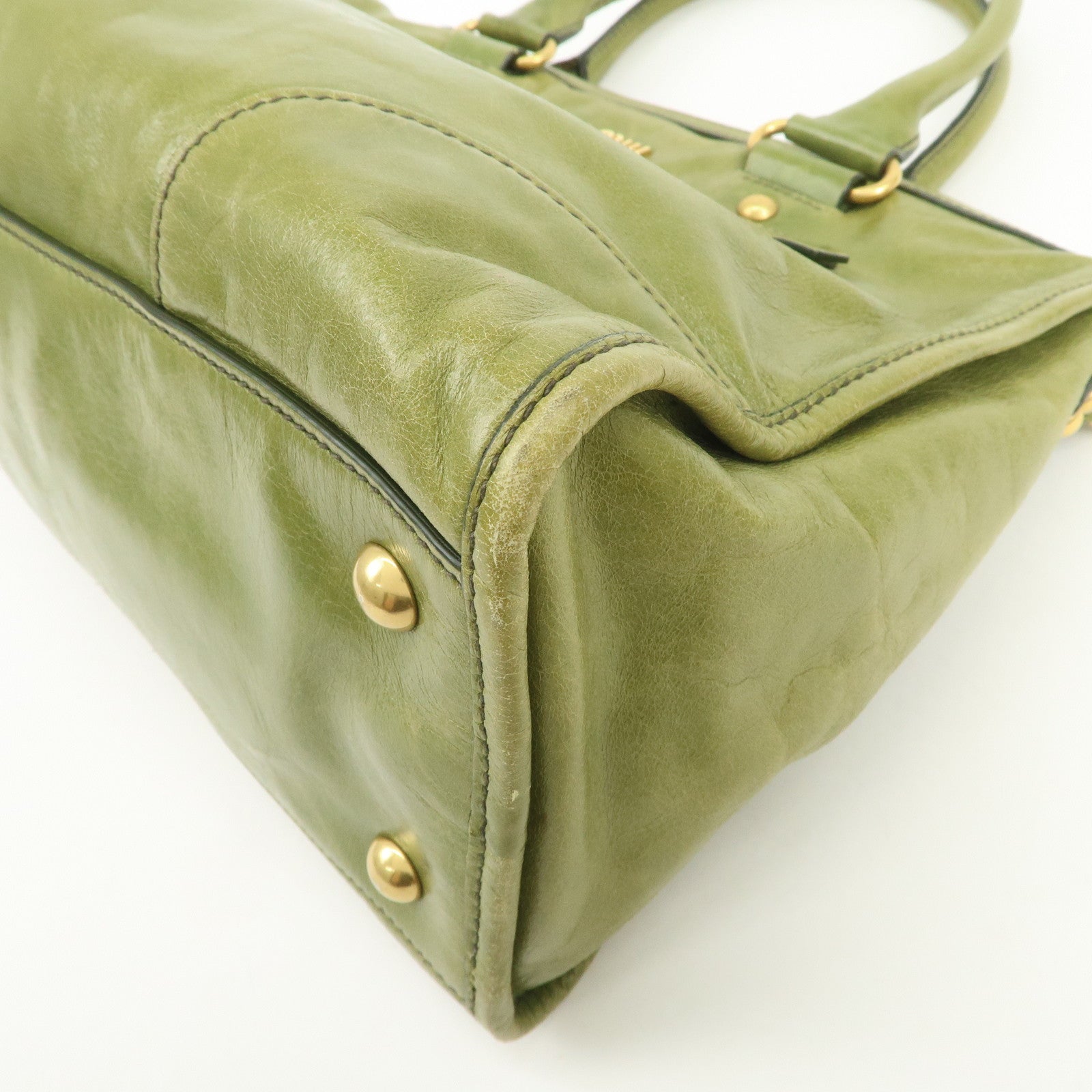 MIU MIU 2Way Bag Hand Bag Shoulder Bag Light Green RL0043