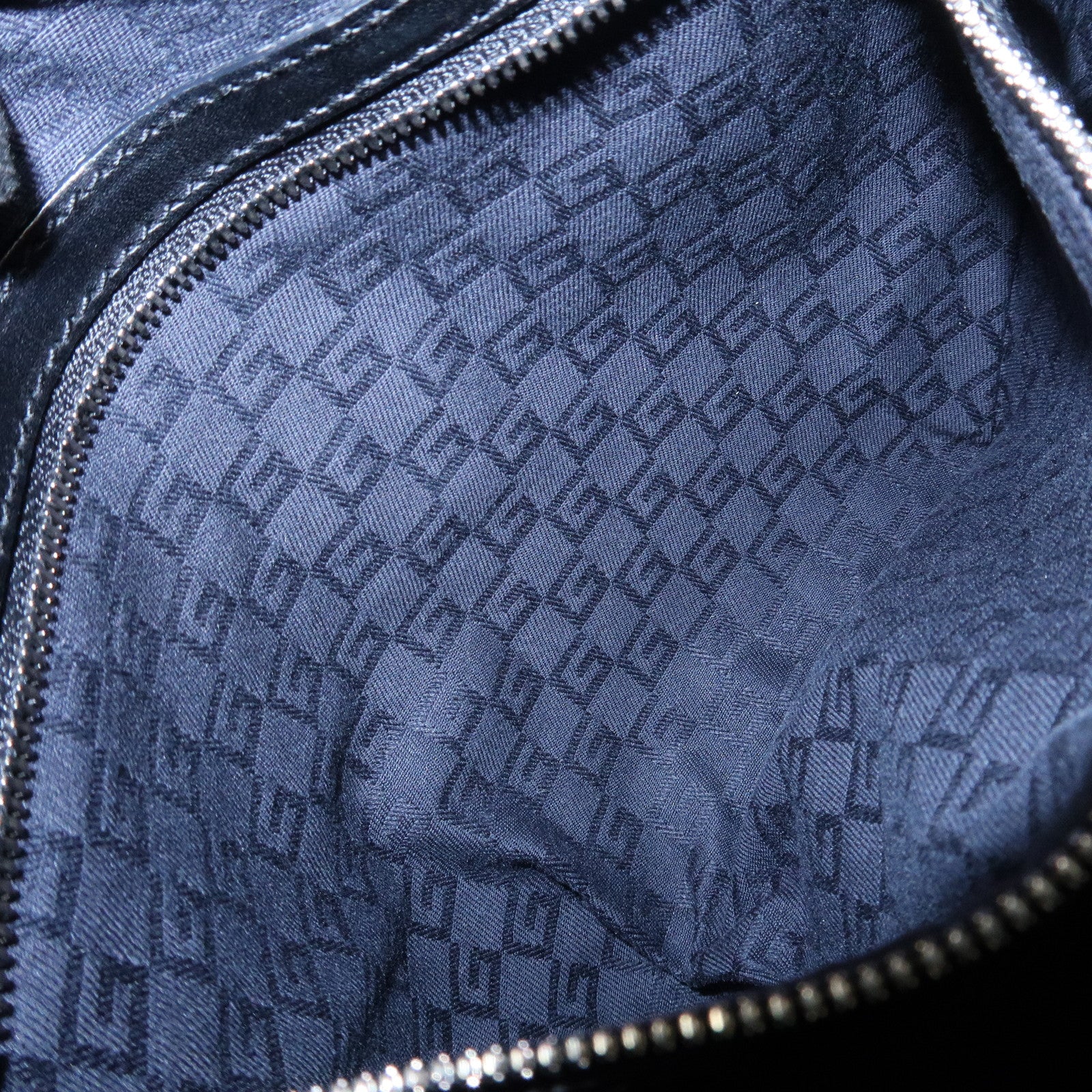 GUCCI Interlocking G Canvas Leather One Shoulder Bag Black 114869