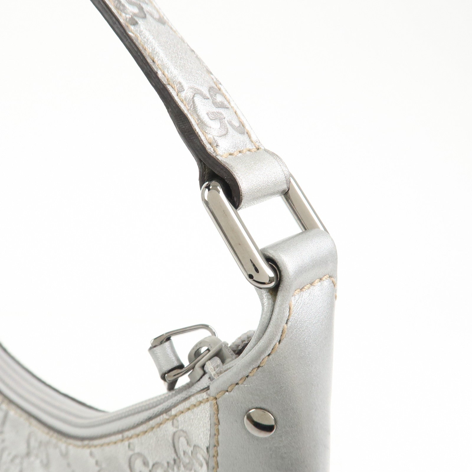 GUCCI Guccissima Leather Shoulder Bag Hand Bag Silver 239379