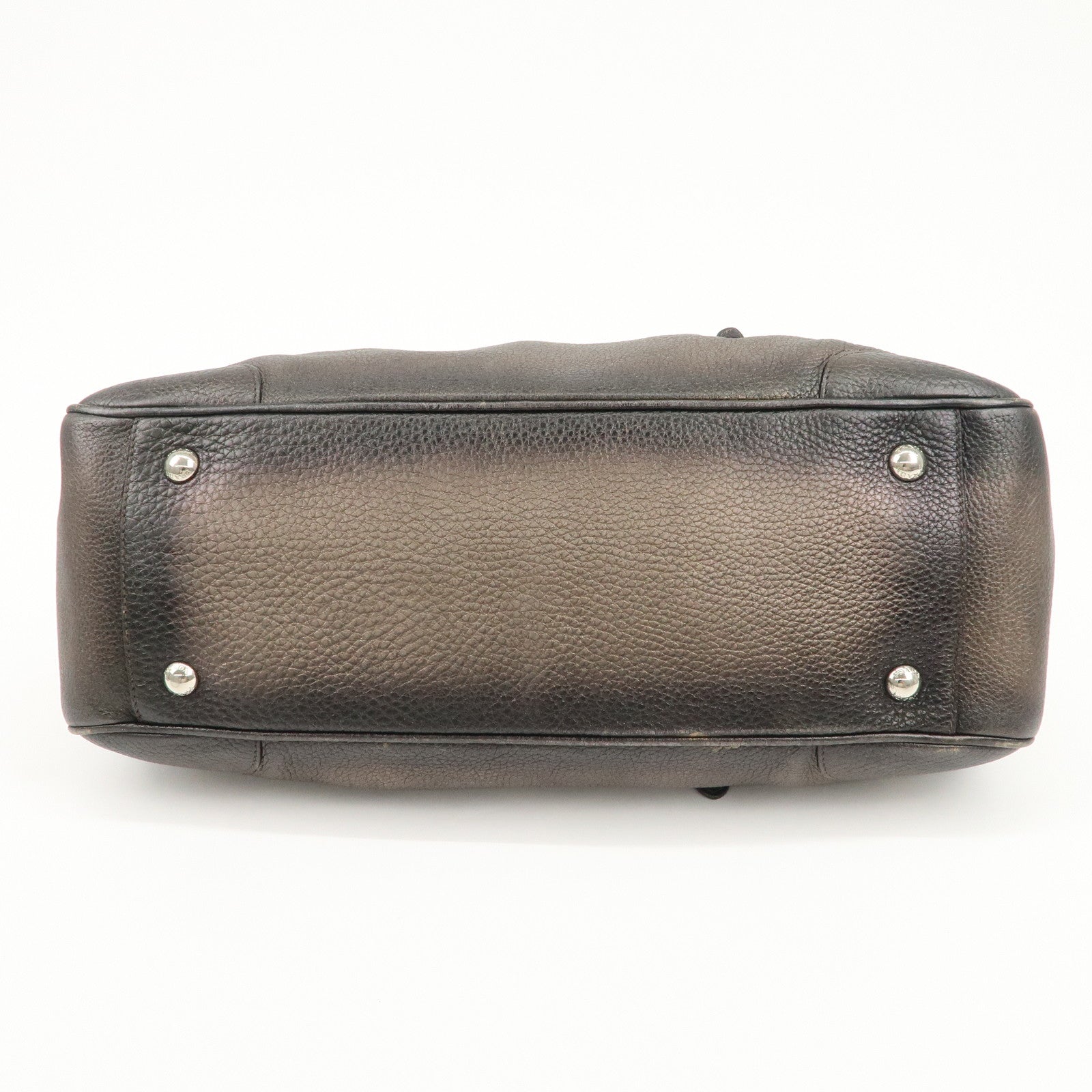 PRADA Logo Leather Shoulder Bag Hand Bag Bronze Used
