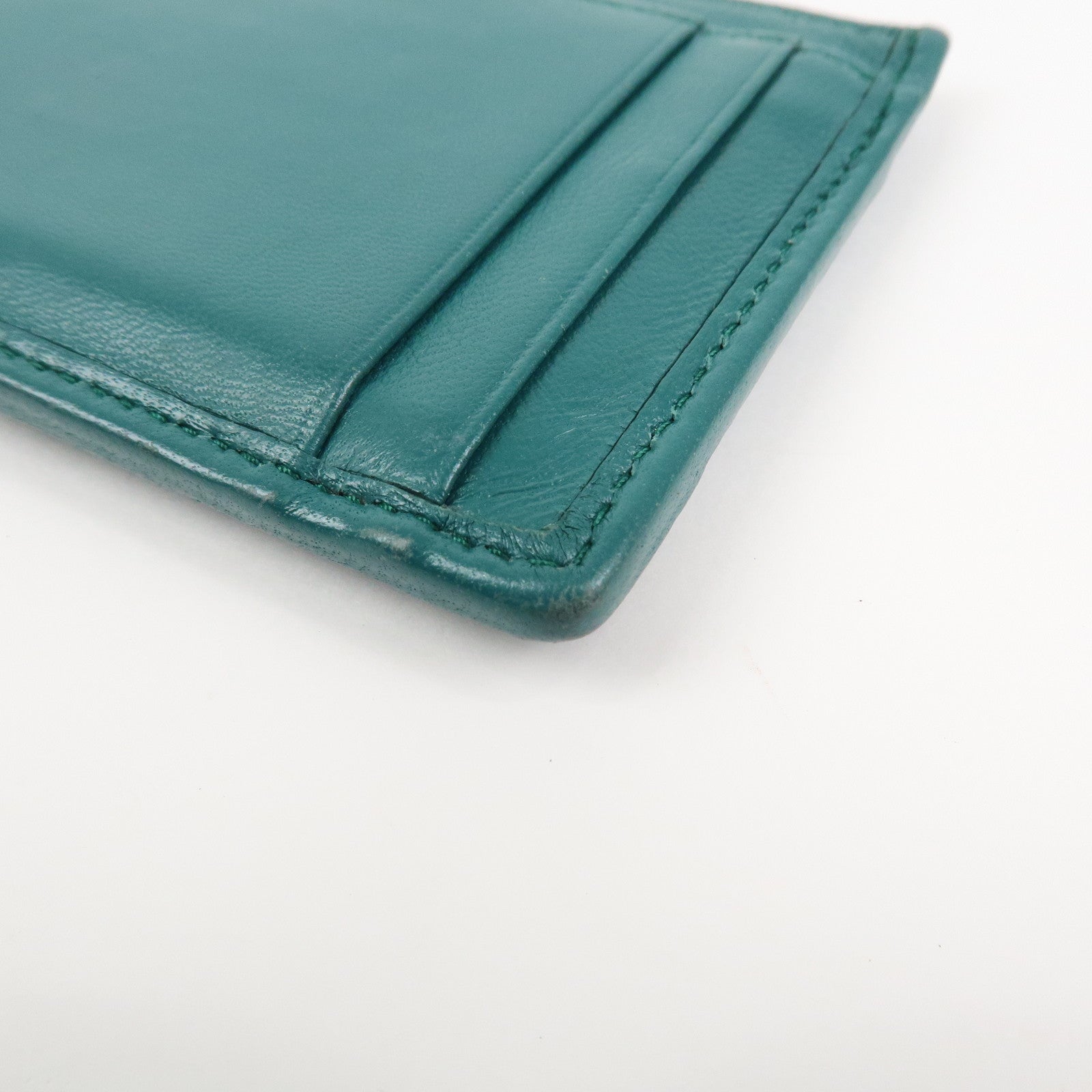 MIU MIU Matelasse Leather Card Case Card Holder Green 5MC076