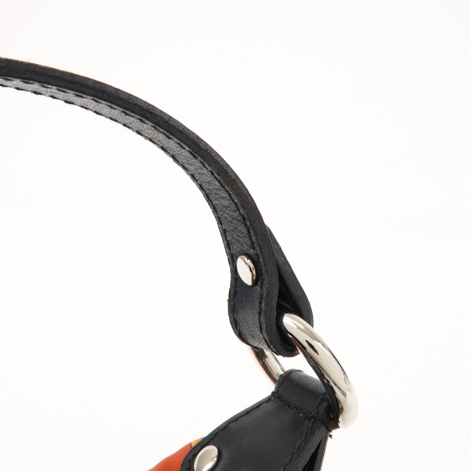 Ferragamo Nylon Leather Shoulder Bag Black Multicolor Animal