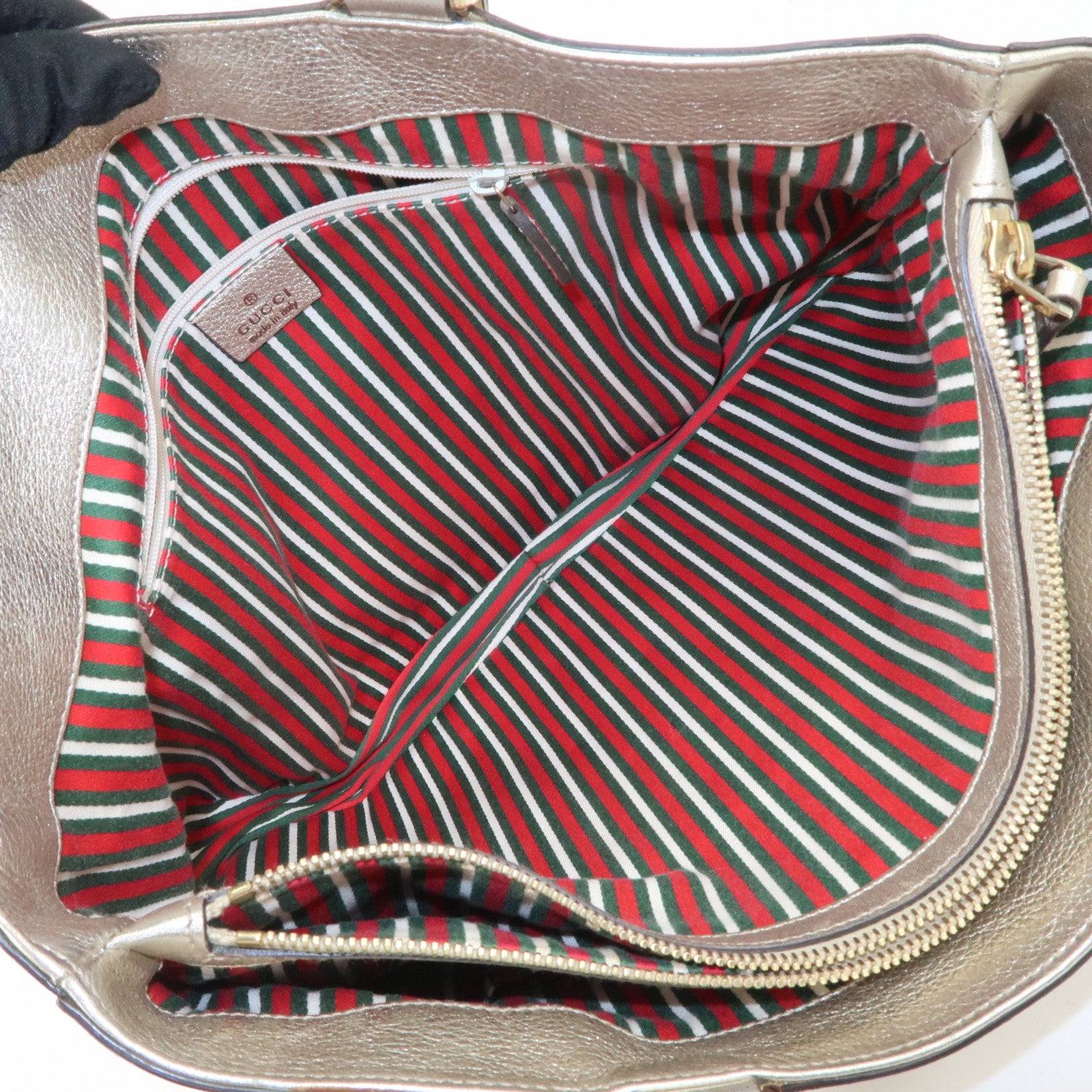 GUCCI Abbey GG Canvas Tote Bag Hand Bag Beige Gold 17004