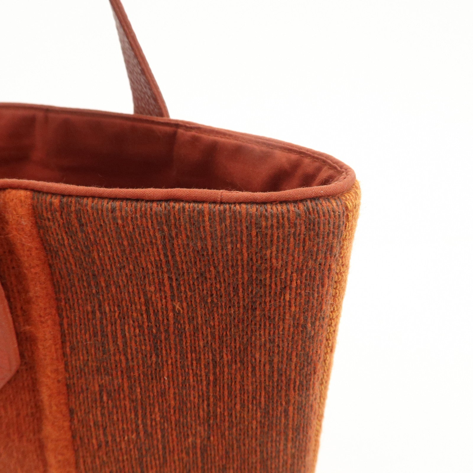 HERMES Amedaba PM Wool Canvas Leather Mini Tote Hand Bag Orange