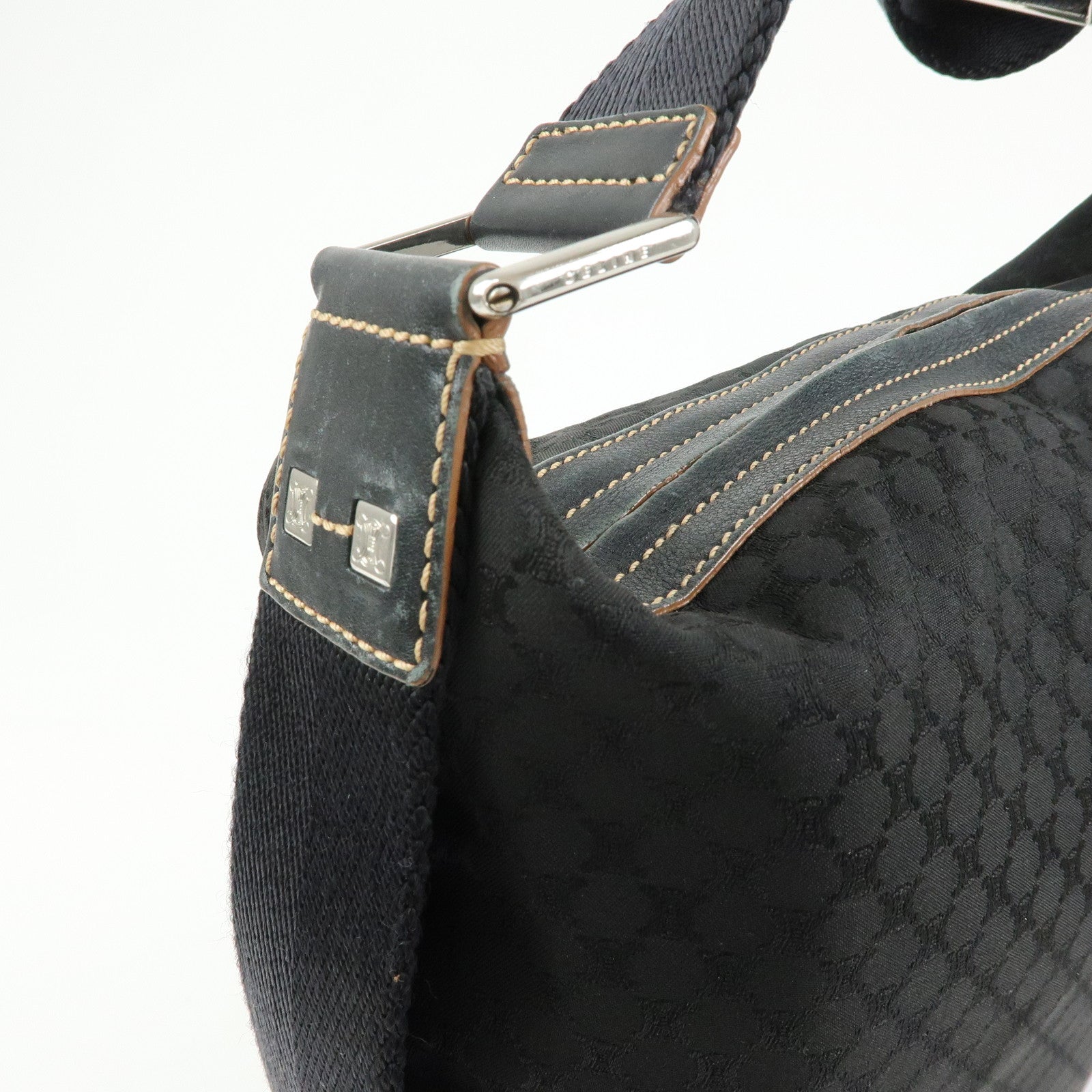 CELINE Macadam Canvas Leather Shoulder Bag Crossbody Bag Black