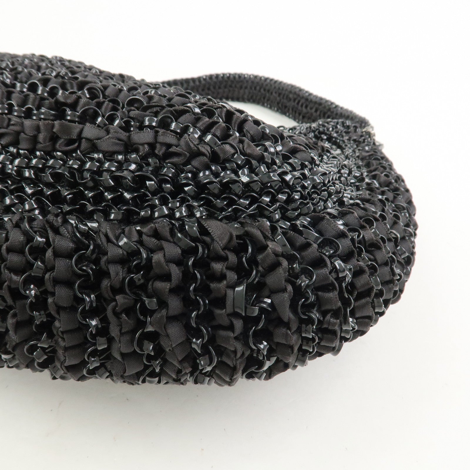 ANTEPRIMA Wire Bag PVC Satin Ribbon Shoulder Bag Hand Bag Black