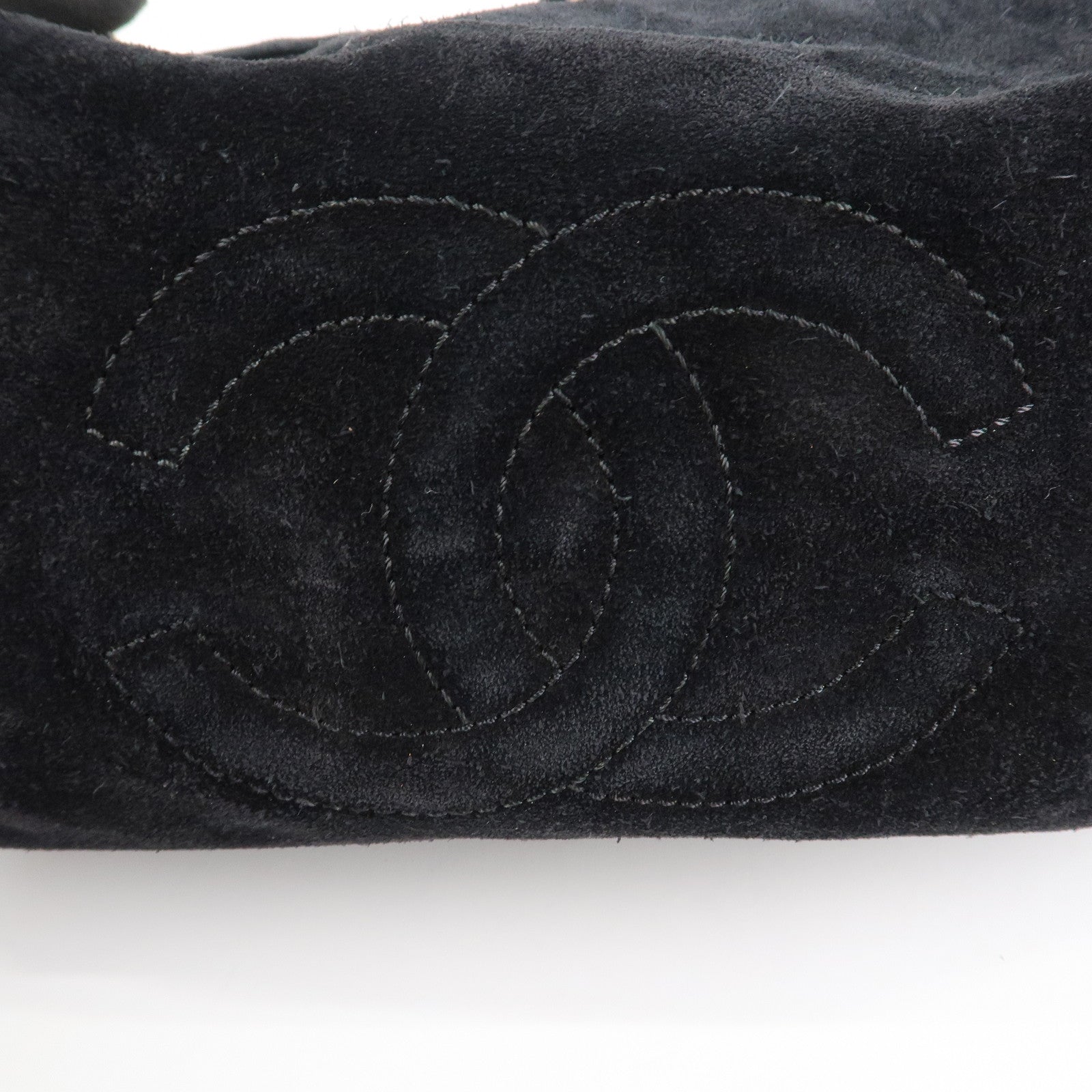 CHANEL COCO Mark Suede Leather Chain Shoulder Bag Black