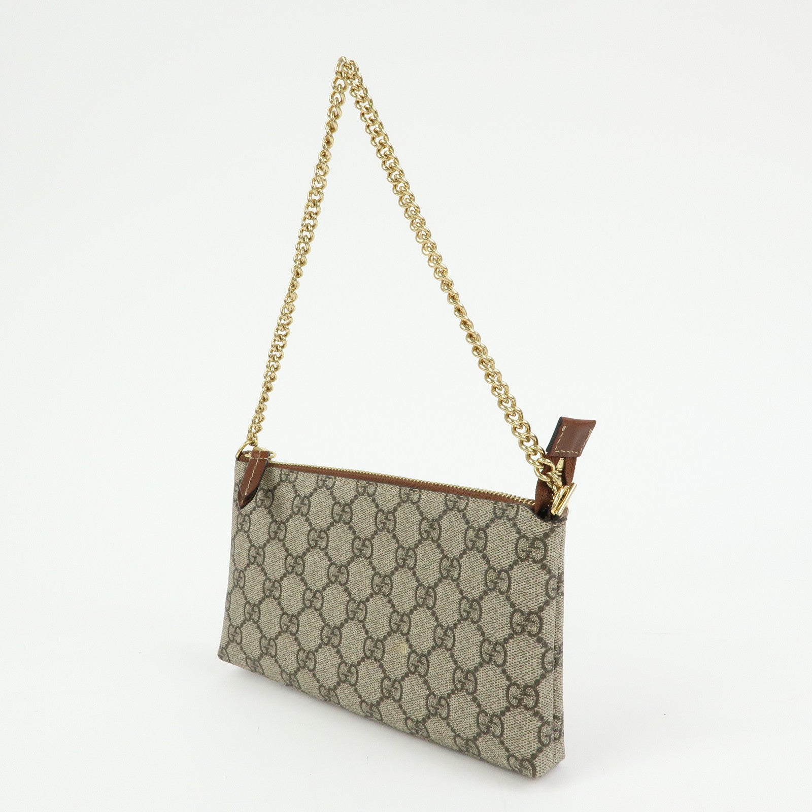 GUCCI Guccissima GG Supreme Leather Chain Shoulder Bag Beige 428449