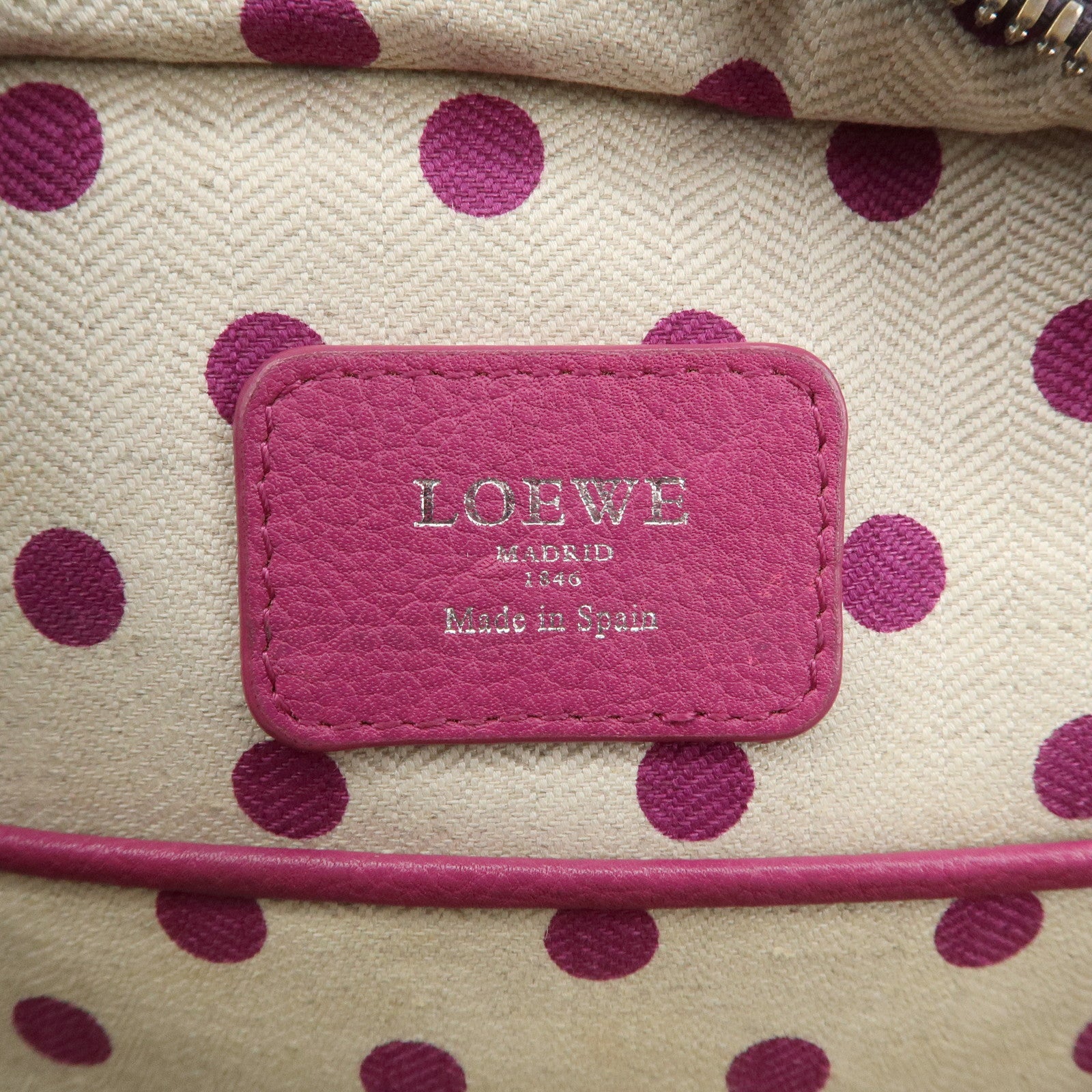 LOEWE Cruz Leather 2Way Hand Bag Navy Purple Used