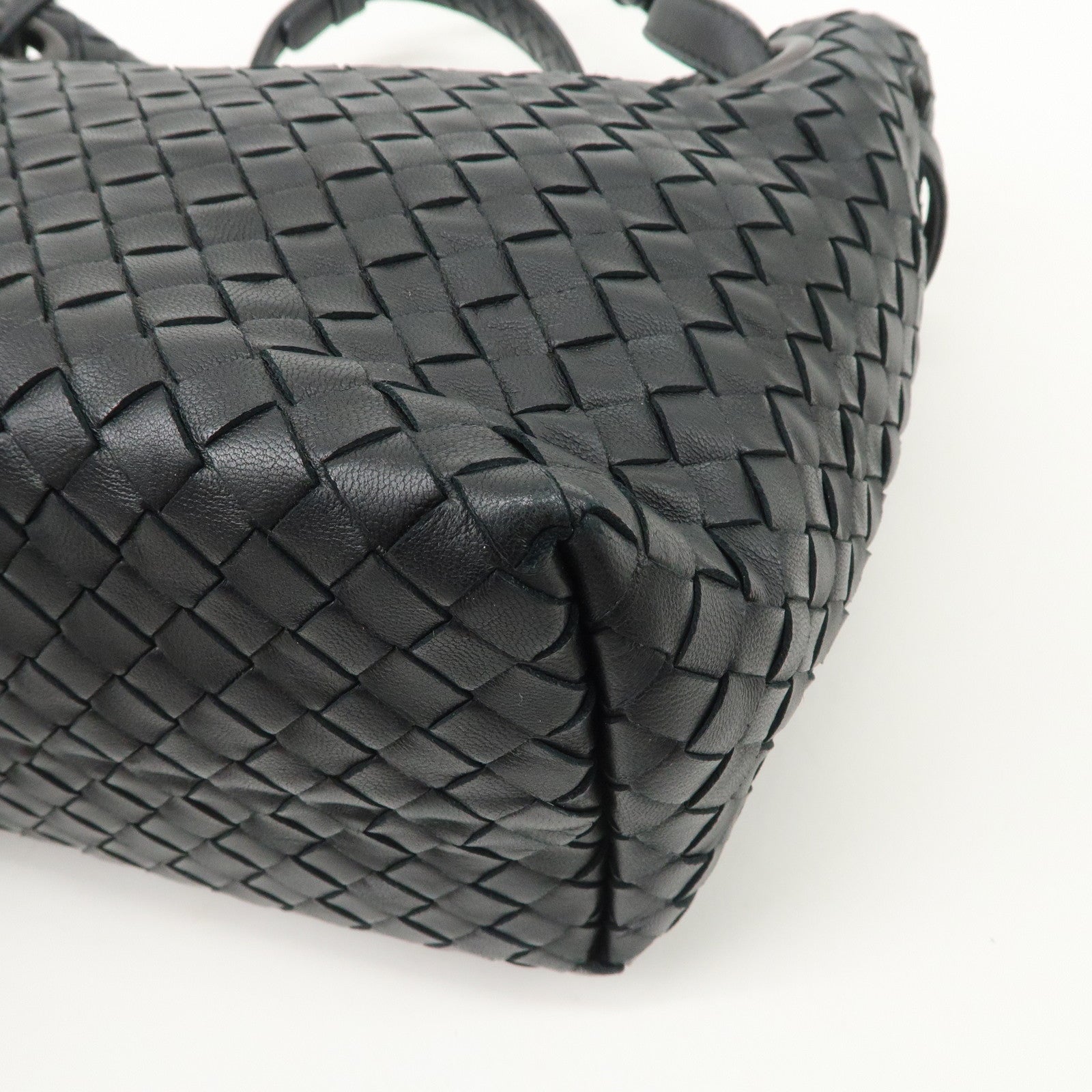 BOTTEGA VENETA Intrecciato Leather Garda Bag Hand Bag Black 405071