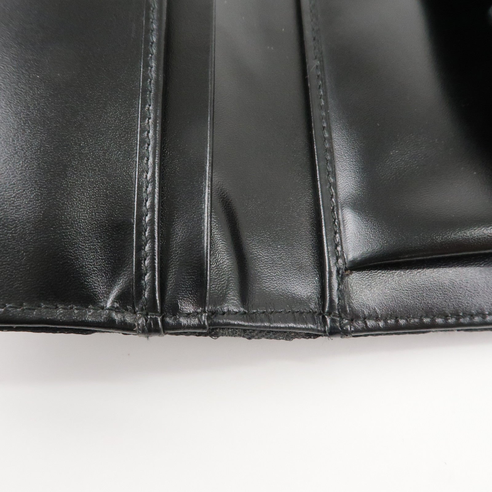 FENDI Zucchino Canvas Leather Tri-fold Wallet Black 8M0011 Used