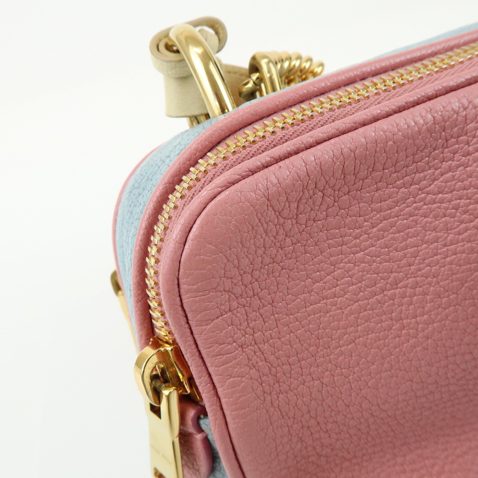 MIU MIU Camera Bag Chain Shoulder Bag Pink Light Blue