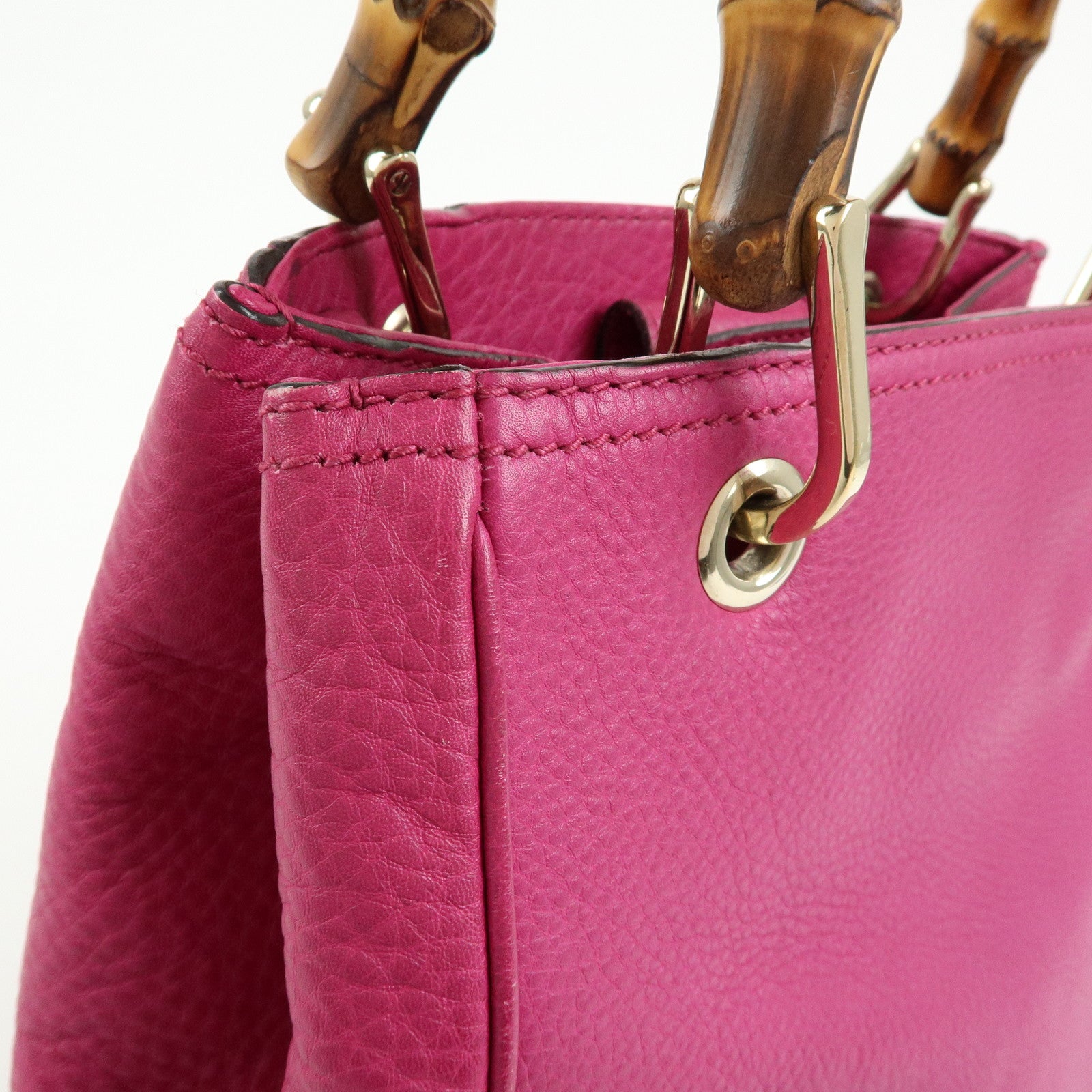 GUCCI Bamboo Leather 2Way Bag Tote Bag Shoulder Bag Pink 336032