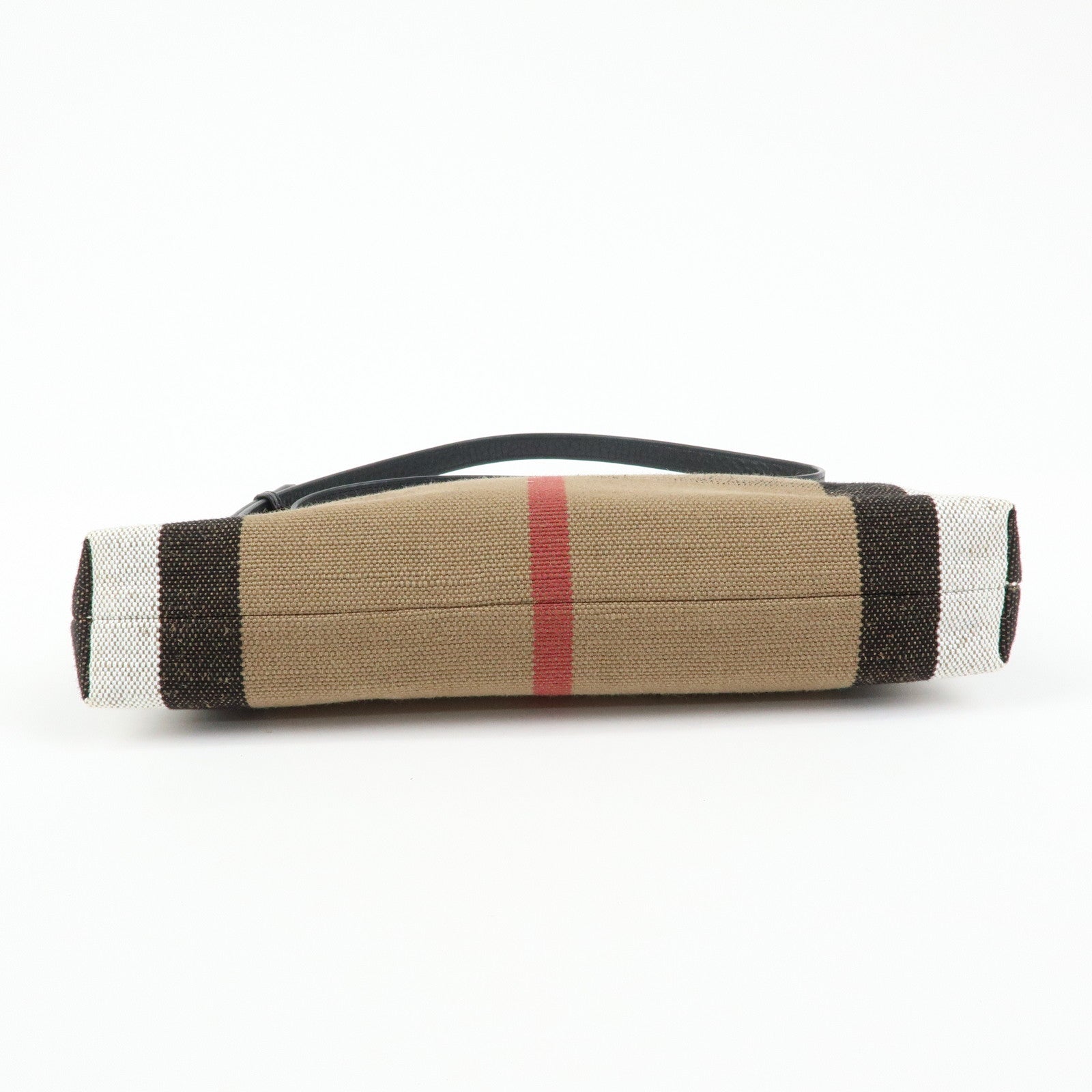 BURBERRY Nova Plaid Canvas Leather Shoulder Bag Beige Black