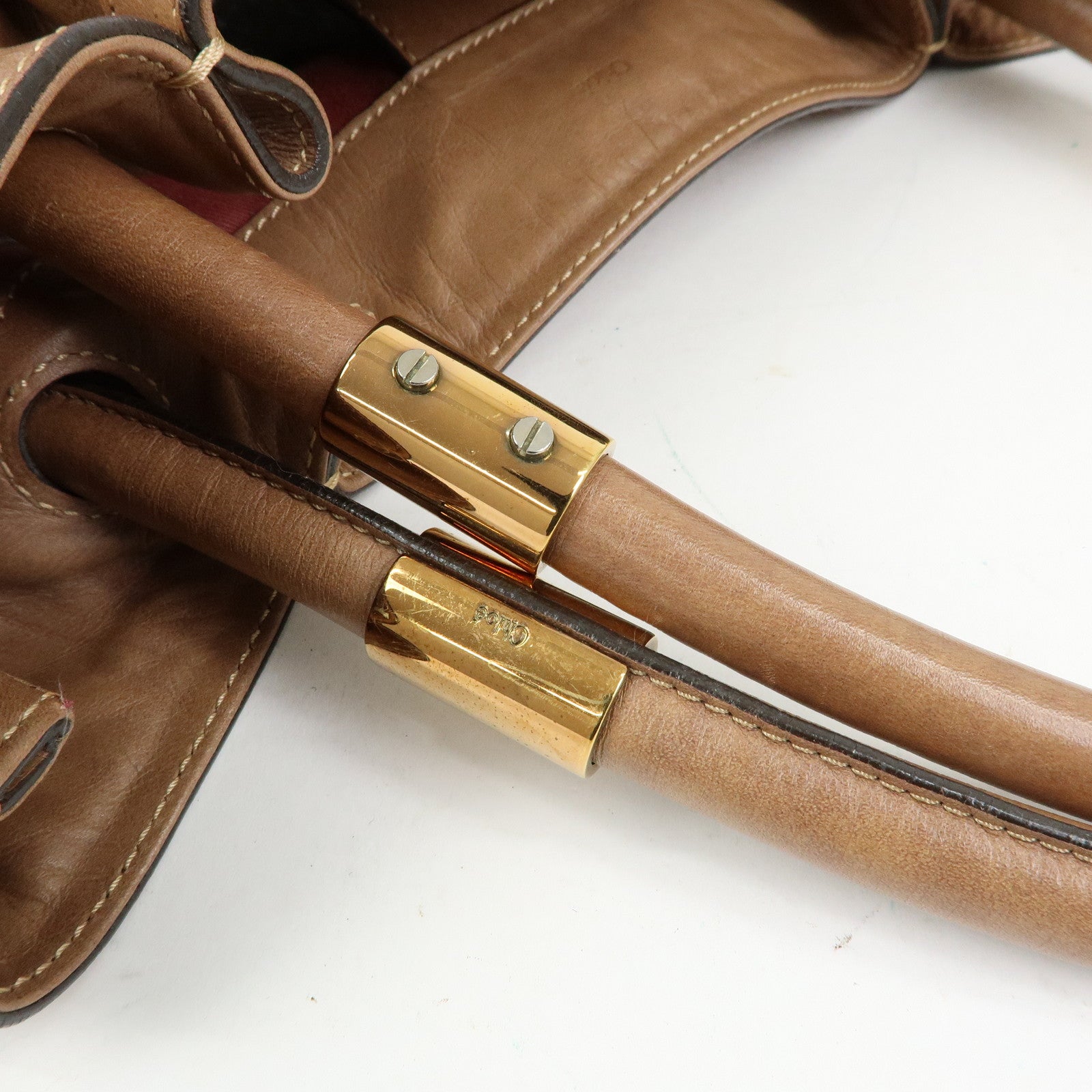 Chloe Victoria Leather Tote Bag Hand Bag Shoulder Bag Brown