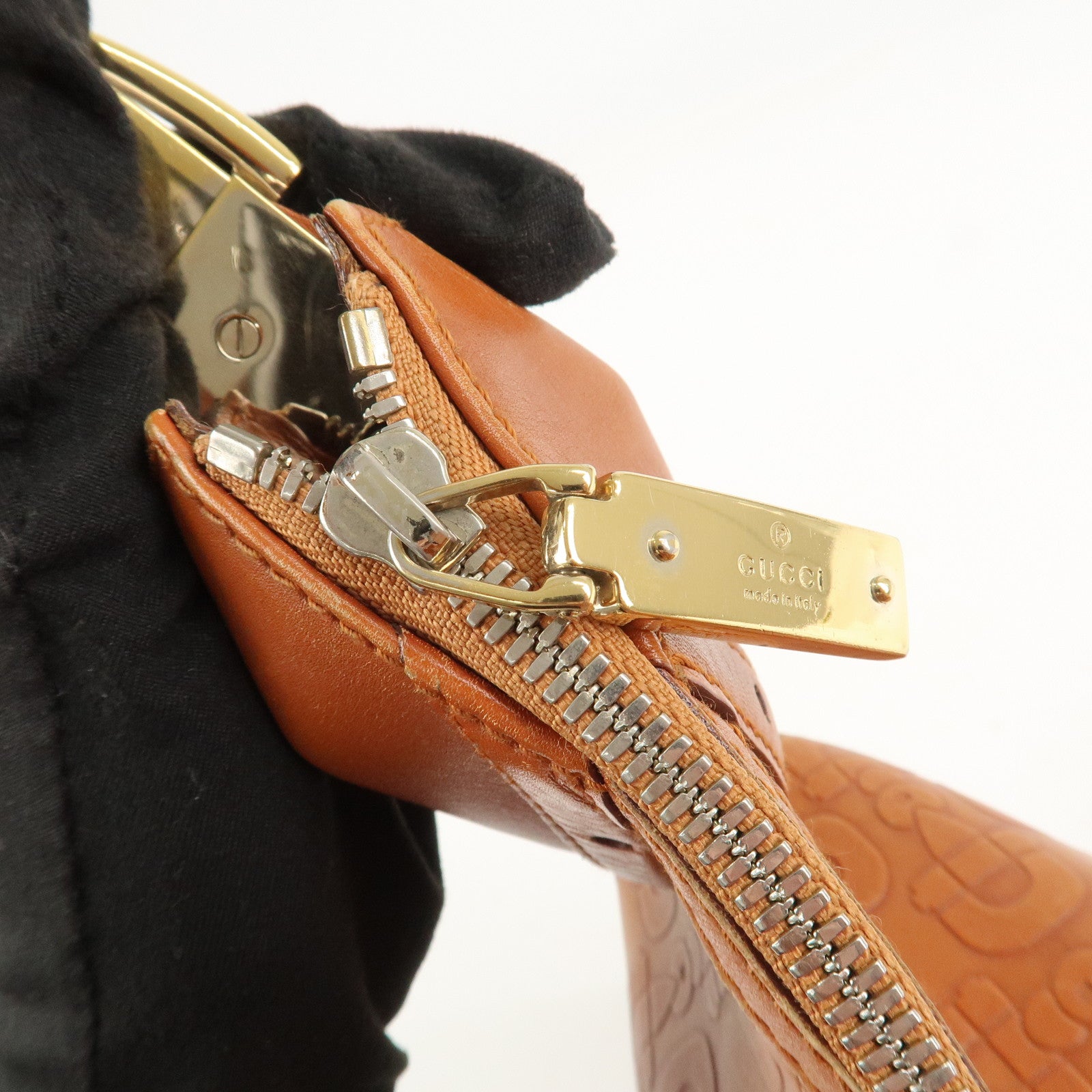 GUCCI Horsebit Leather Shoulder Bag Hand Bag Brown Gold HDW 145764 Used