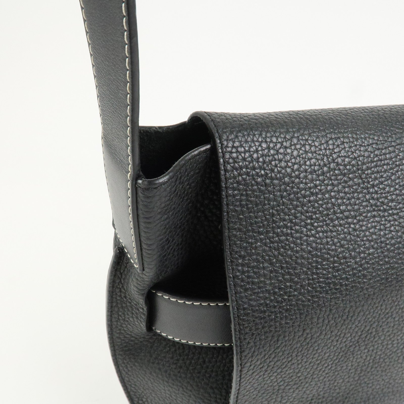 LOEWE Anagram Logo Leather Shoulder Bag Crossbody Bag Black