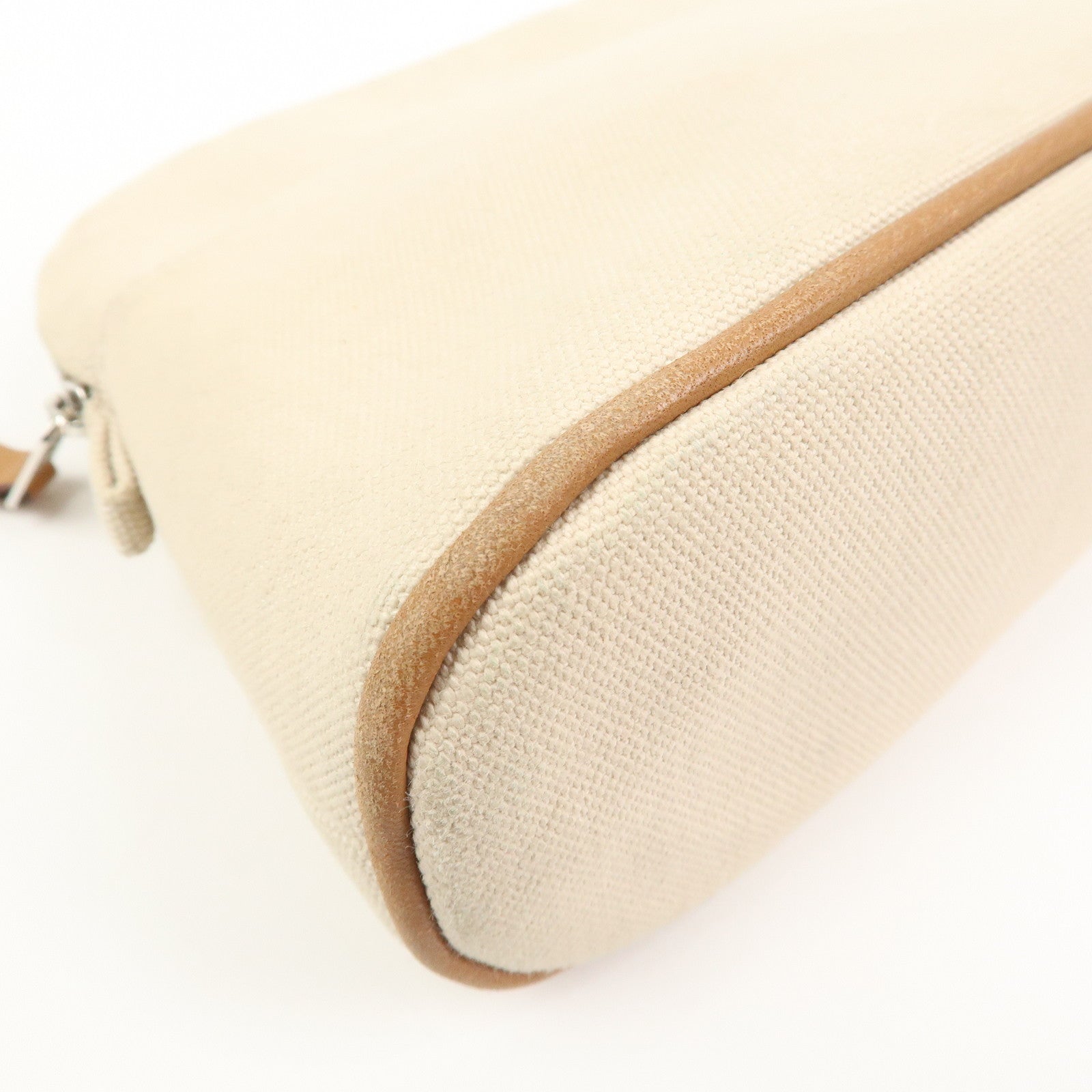 HERMES Bolide Mini Cotton Leather Pouch Natural