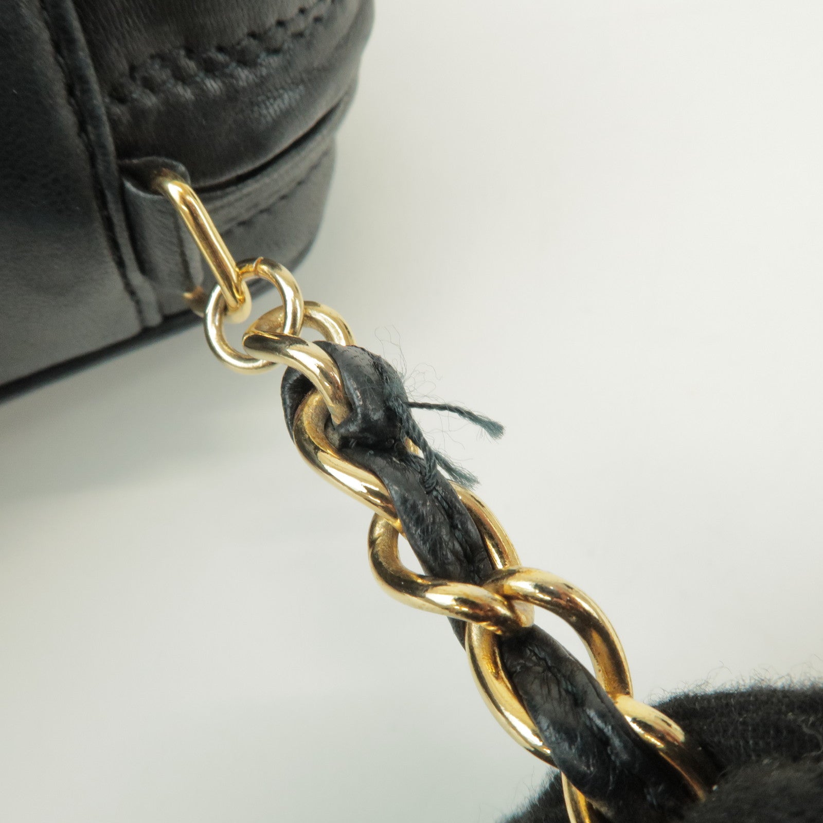 CHANEL COCO Mark Lamb Skin Chain Shoulder Bag Tassel Charm Black