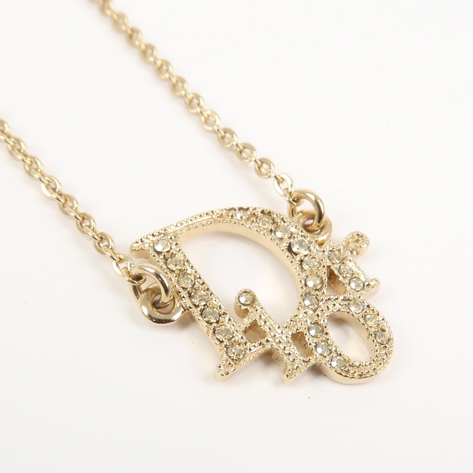 Christian Dior Logo Metal Bracelet Gold Crystals