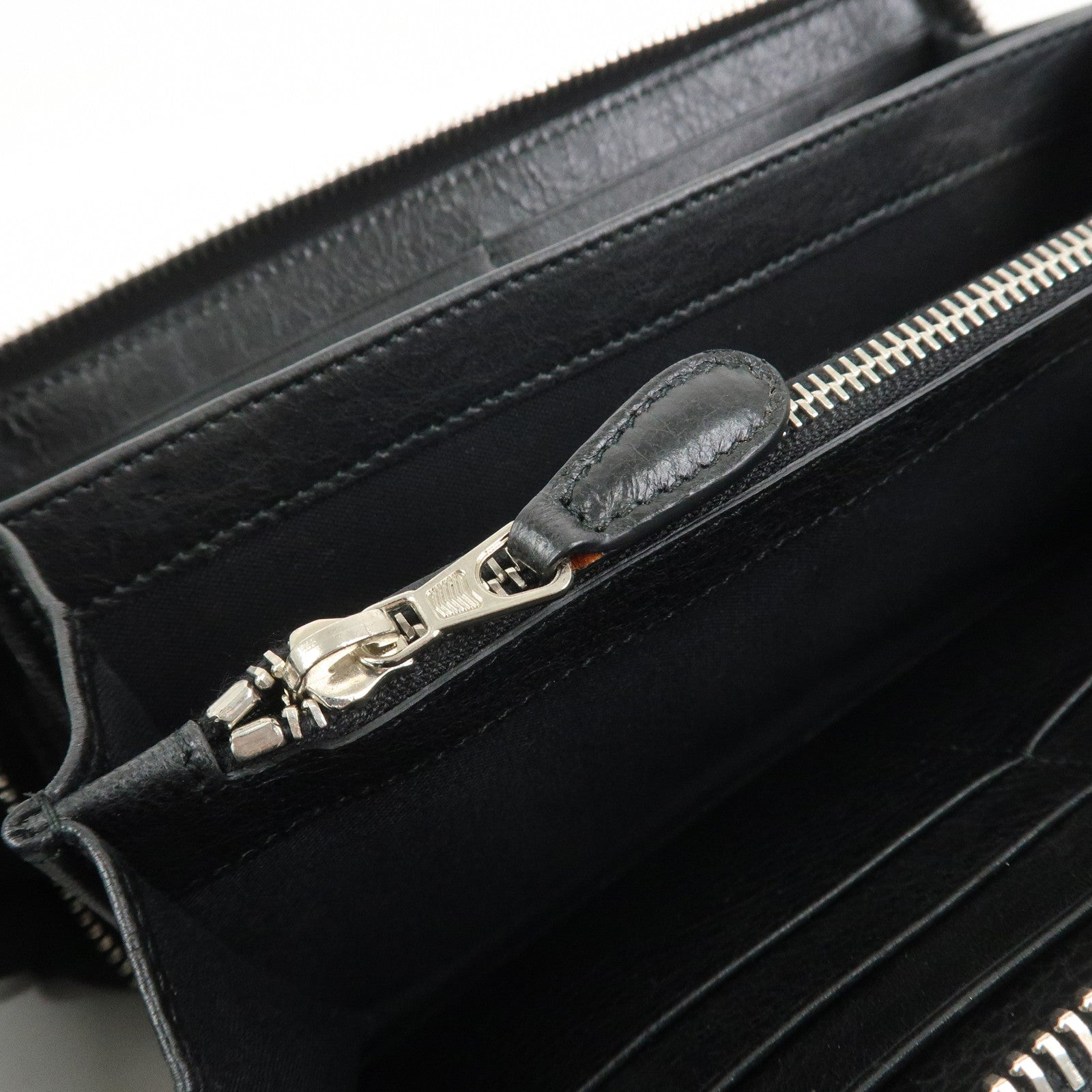 BALENCIAGA Giant Continental Leather Round Zippy Long Wallet Black