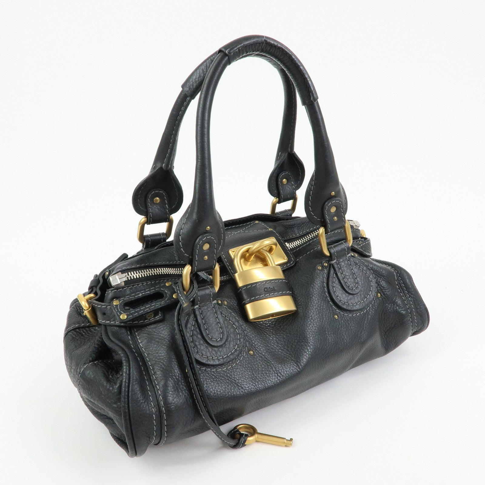 Chloe Paddington Leather Tote Bag Hand Bag Black