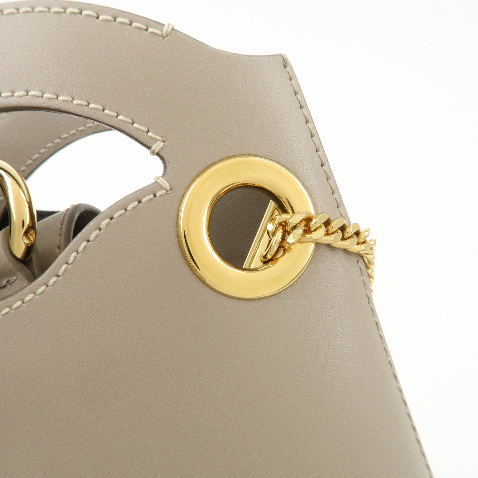 Chloe Leather Small Phone Pouch Hand Bag Shoulder Bag Greige