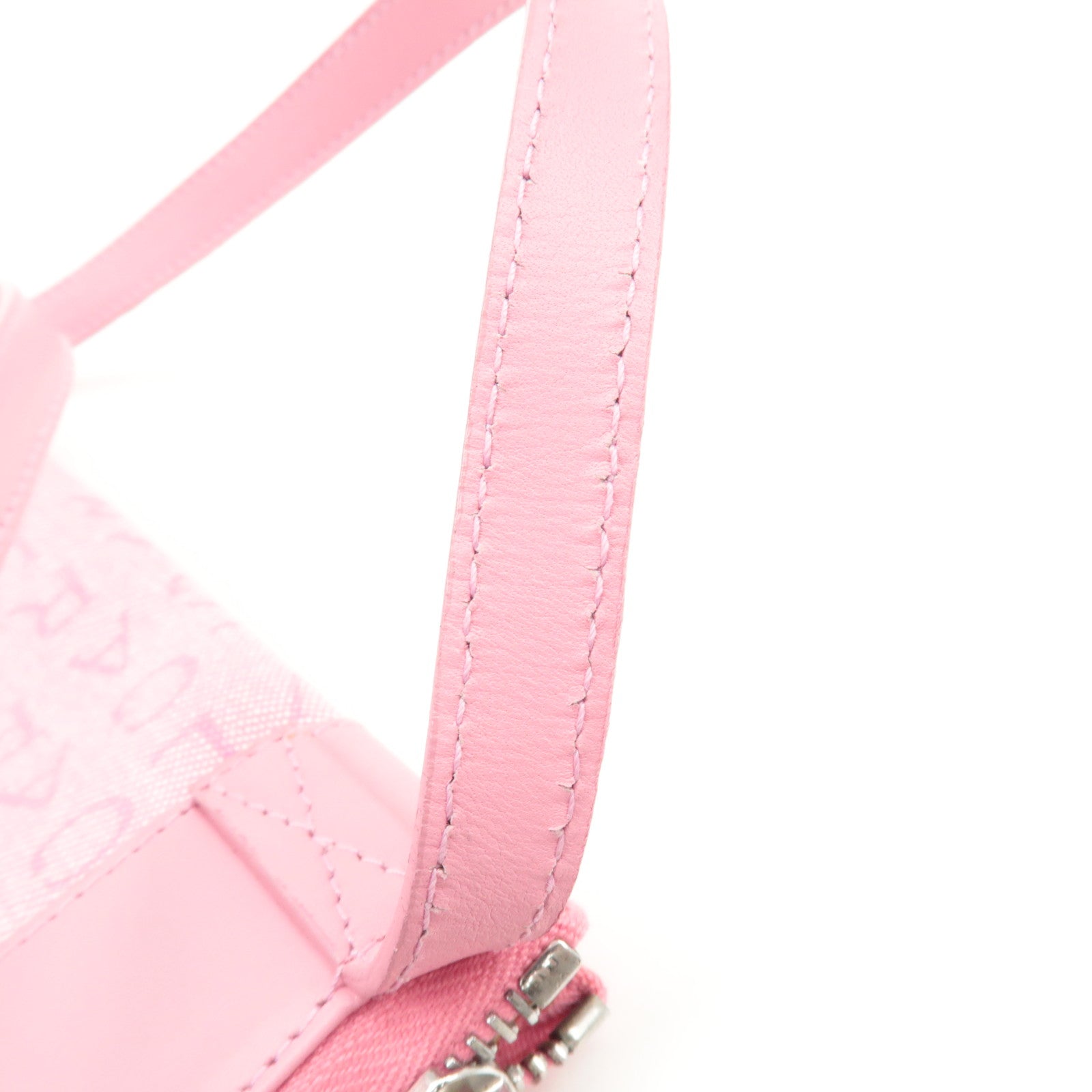 BVLGARI Logo Mania Leather Canvas Shoulder Bag Crossbody Bag Pink Used