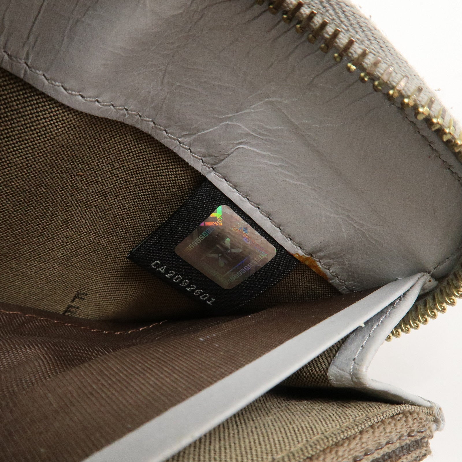 FENDI Leather Round Zippy Long Wallet Silver 8M0024 Used